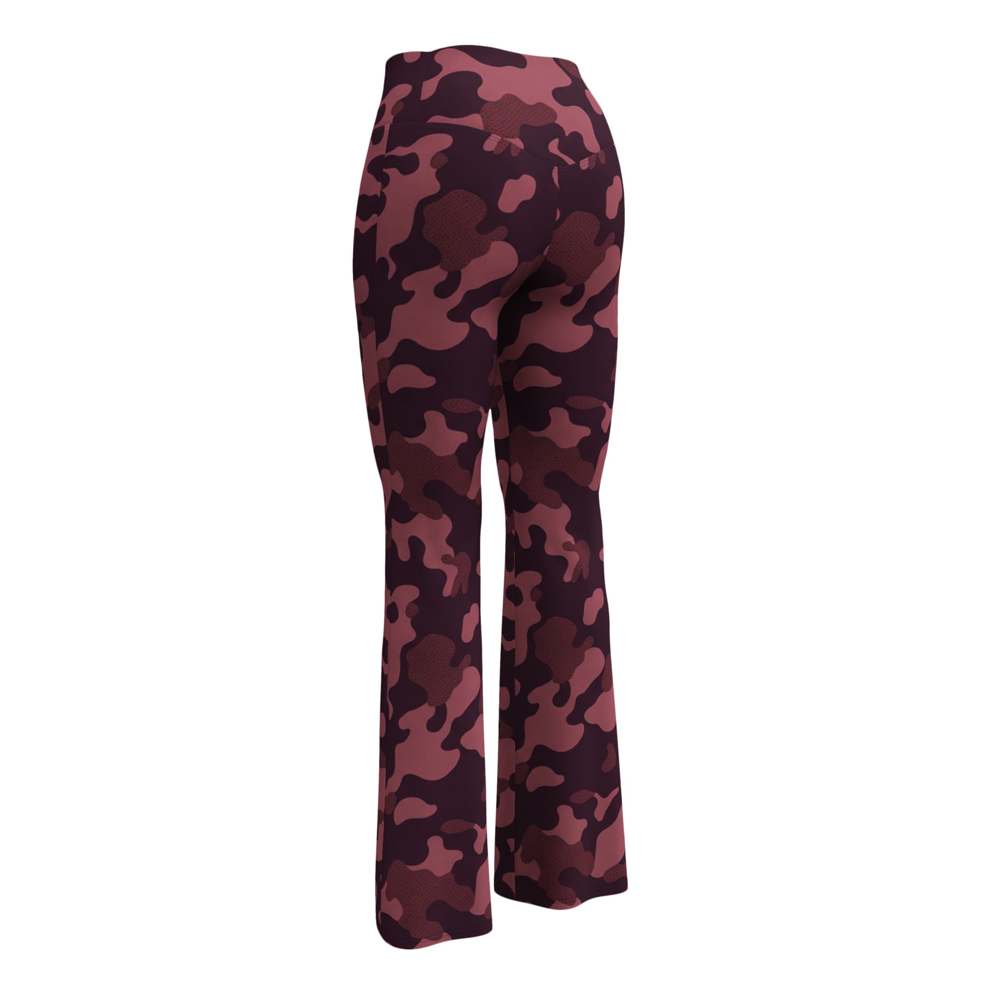 Wine Burgundy Camo Flare Leggings | GearBunch