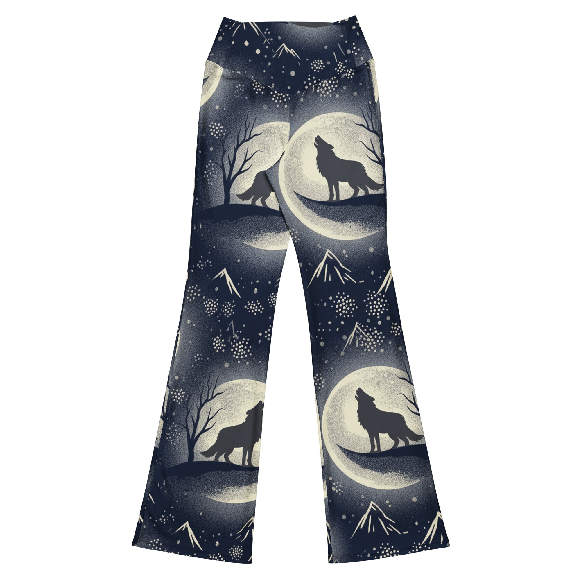 Wolf Howl Full Moon Flare Leggings | GearBunch