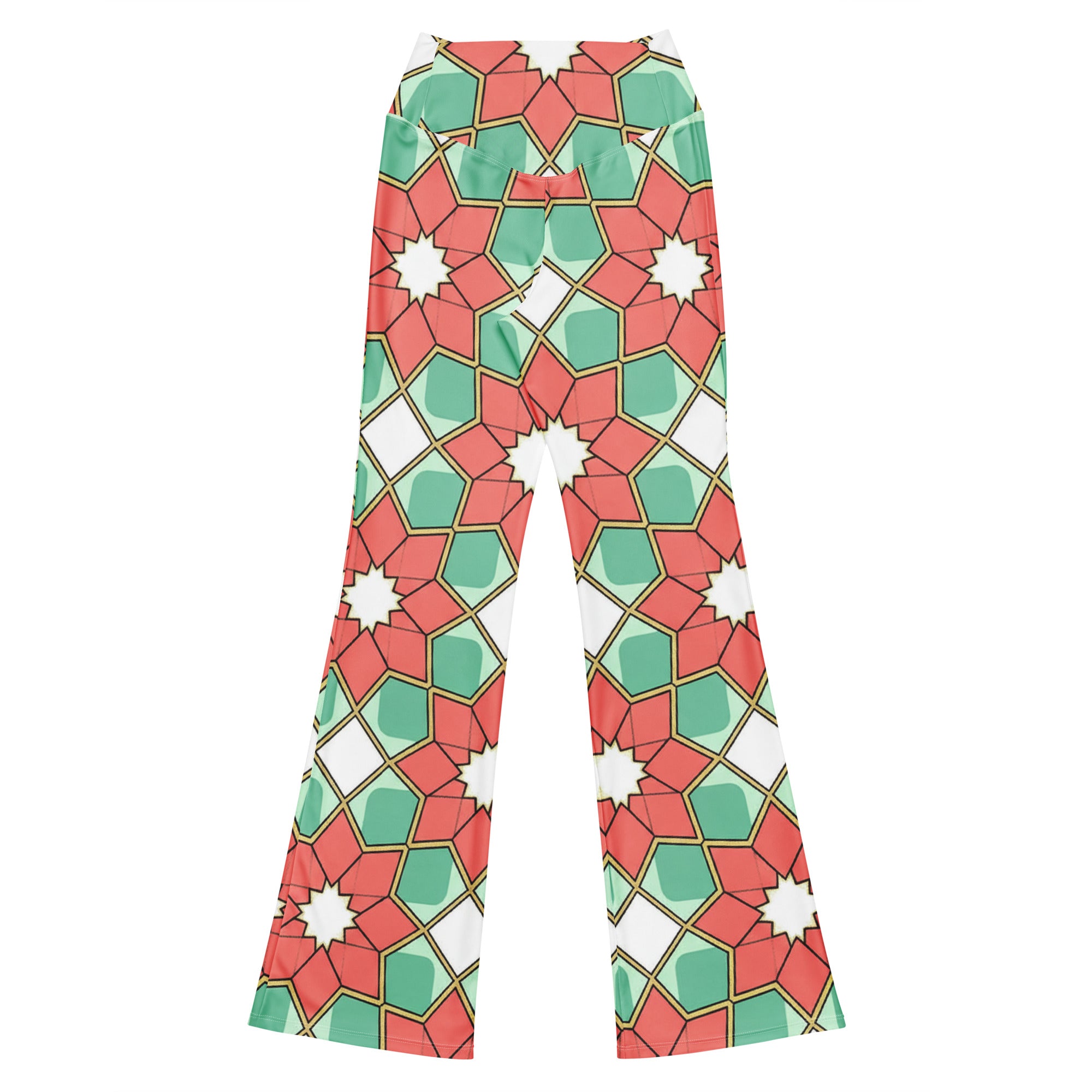 Zellige Coral Mint Flare Leggings | GearBunch