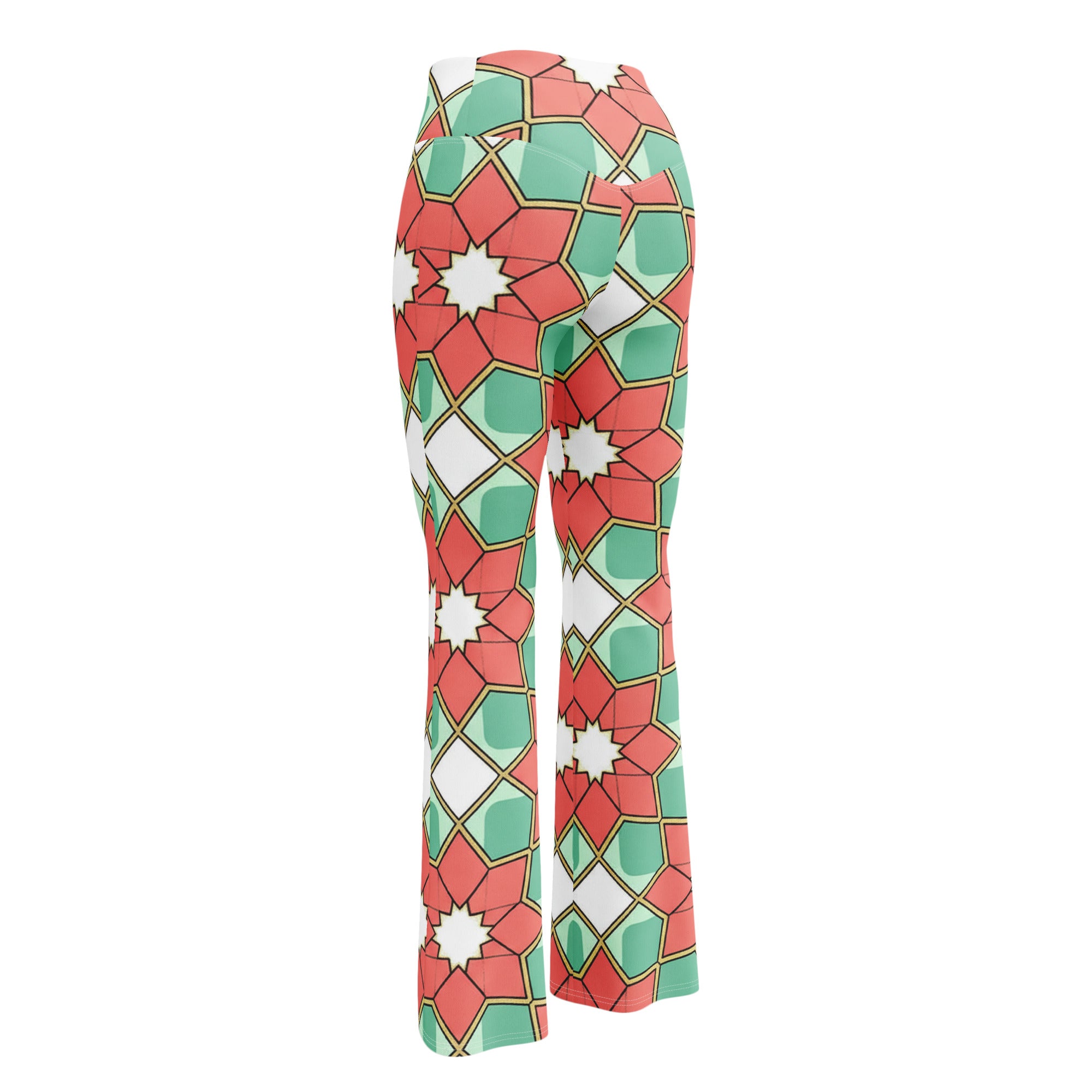 Zellige Coral Mint Flare Leggings | GearBunch