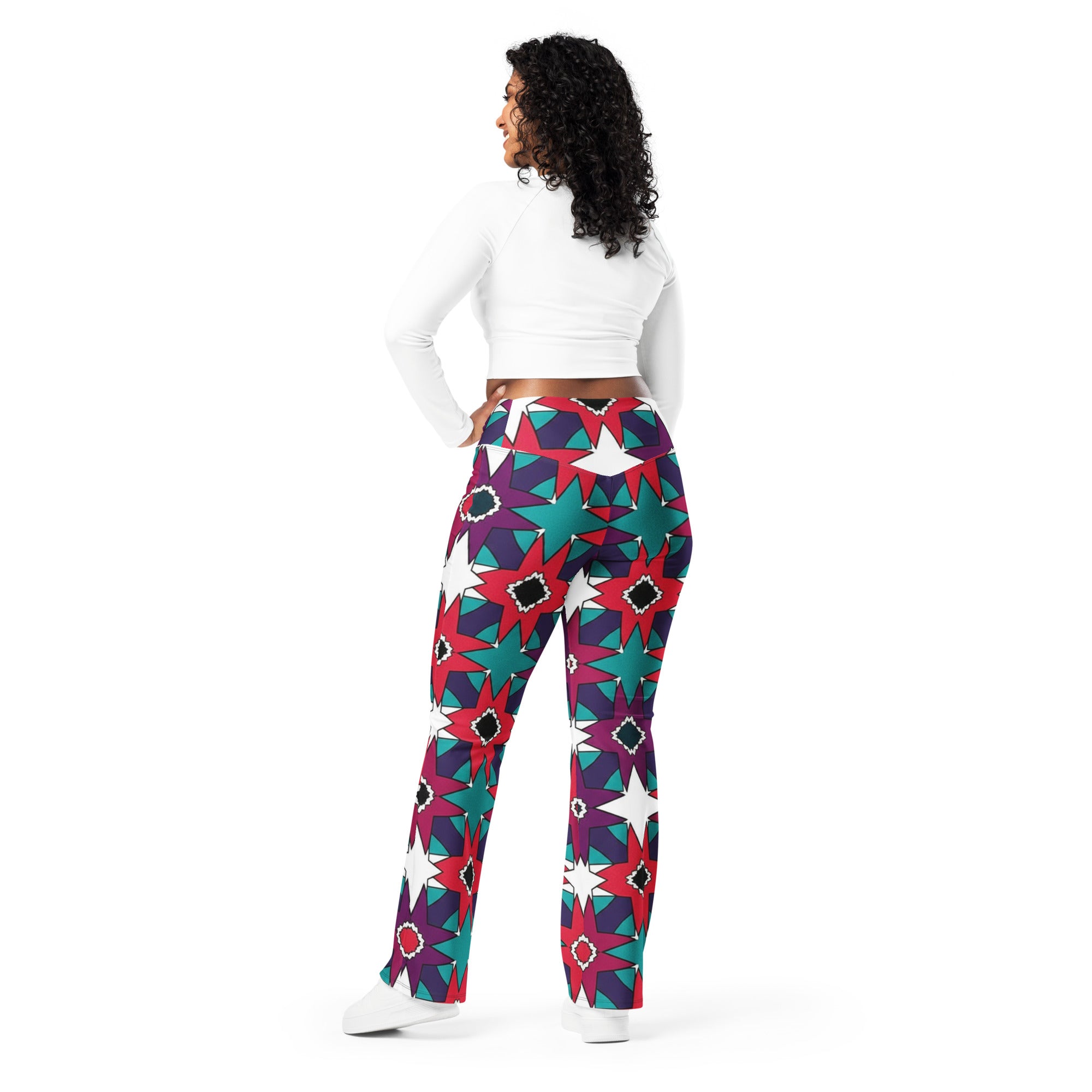 Zellige Crimson Teal Flare Leggings | GearBunch