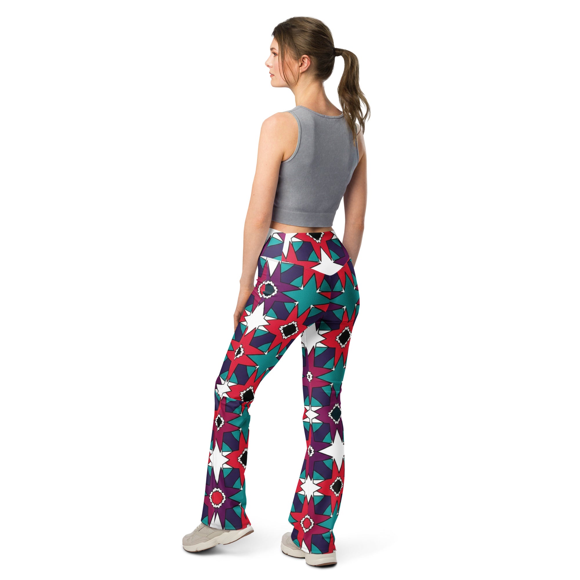 Zellige Crimson Teal Flare Leggings | GearBunch