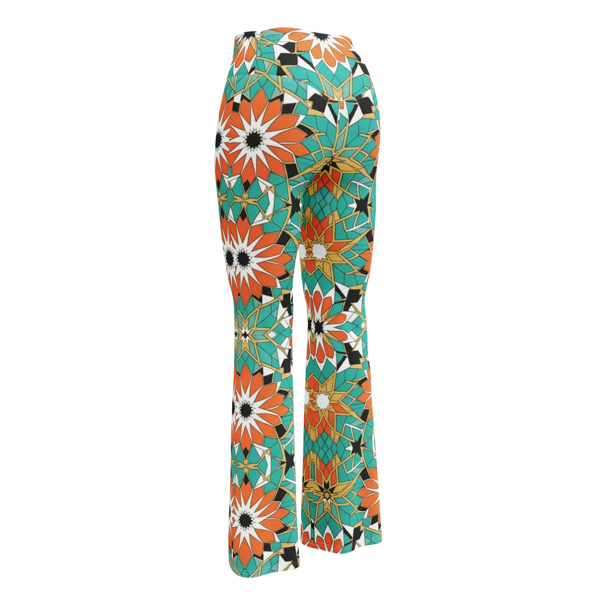 Zellige Turquoise Coral Flare Leggings | GearBunch