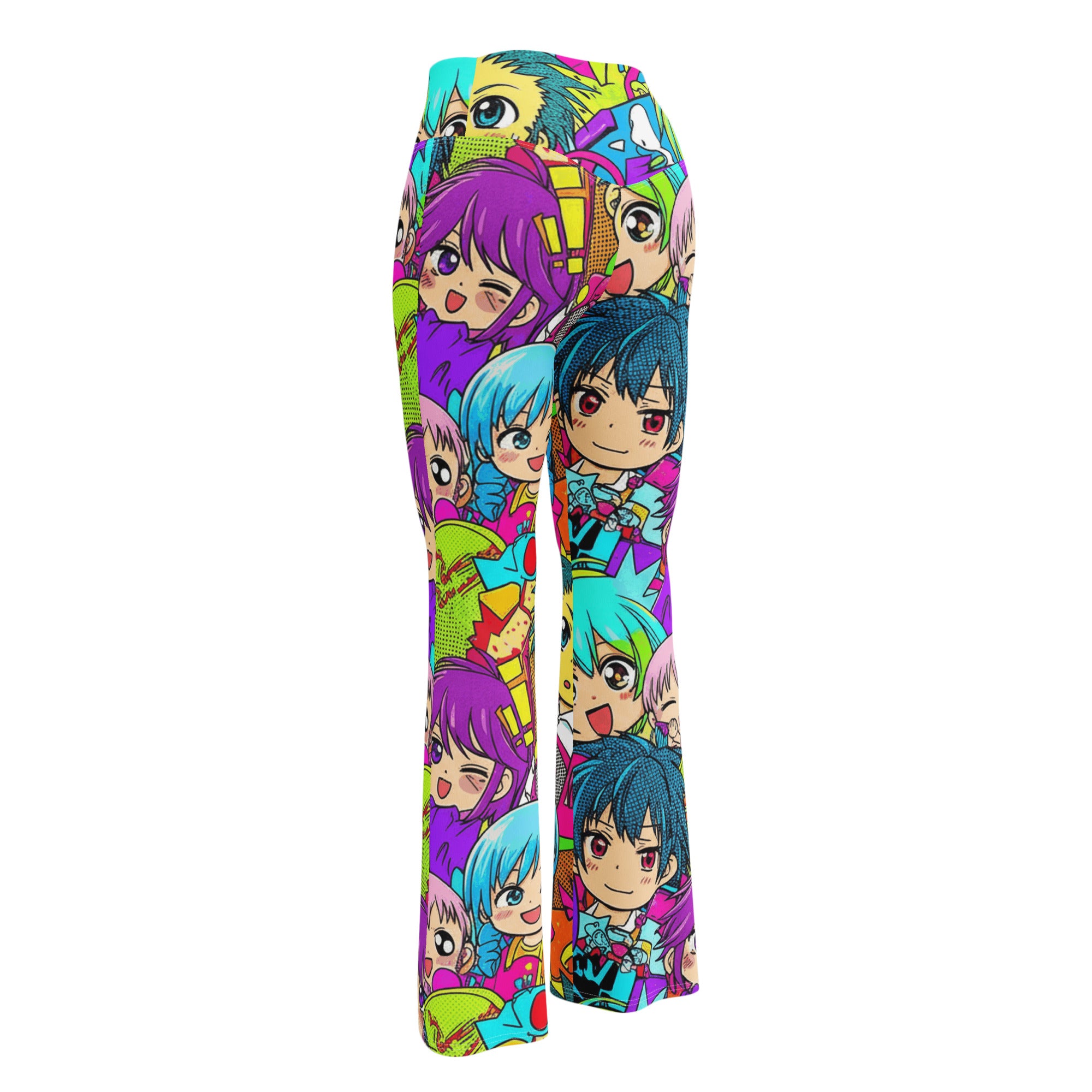 Anime Collage Chibi Party Flare Leggings | GearBunch