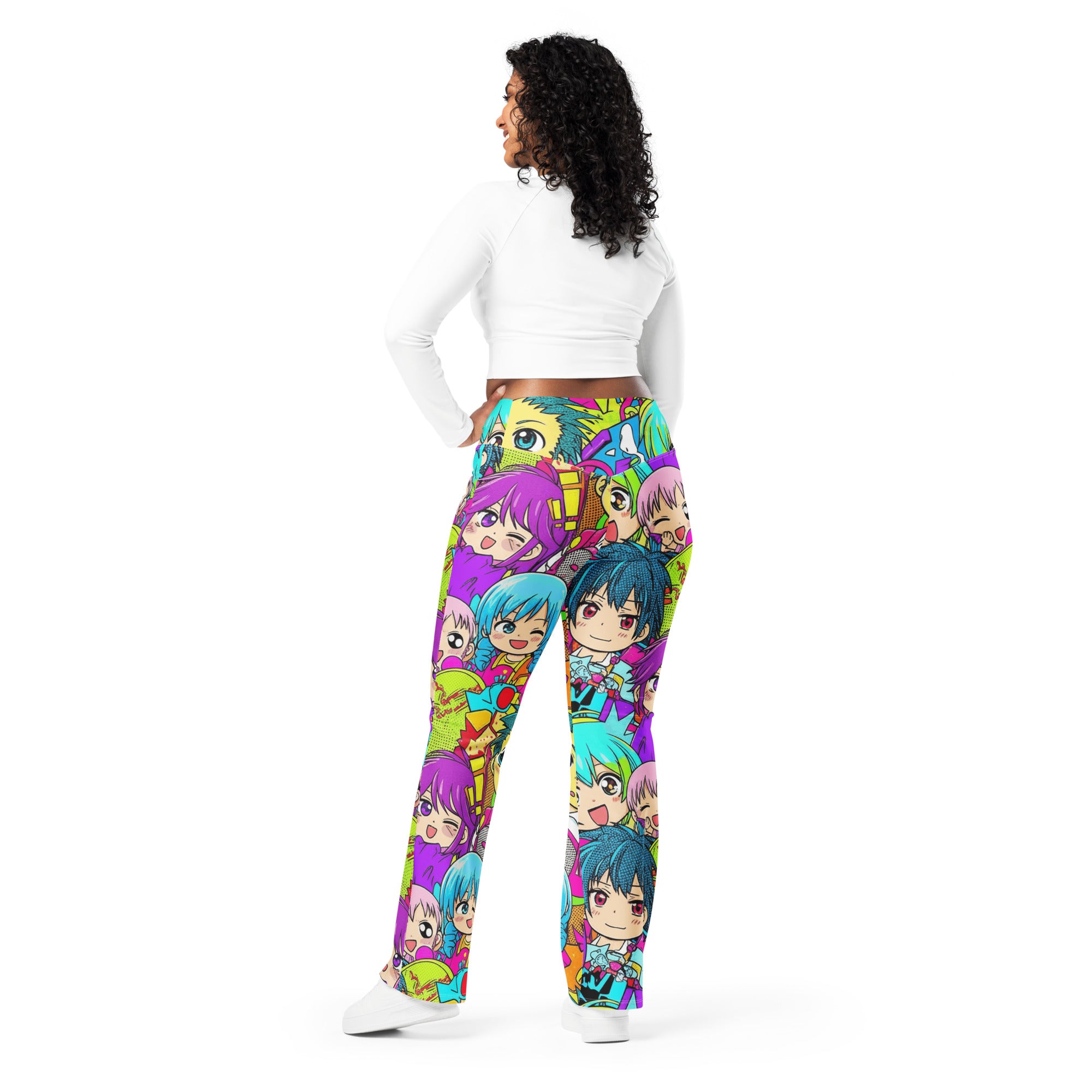 Anime Collage Chibi Party Flare Leggings | GearBunch