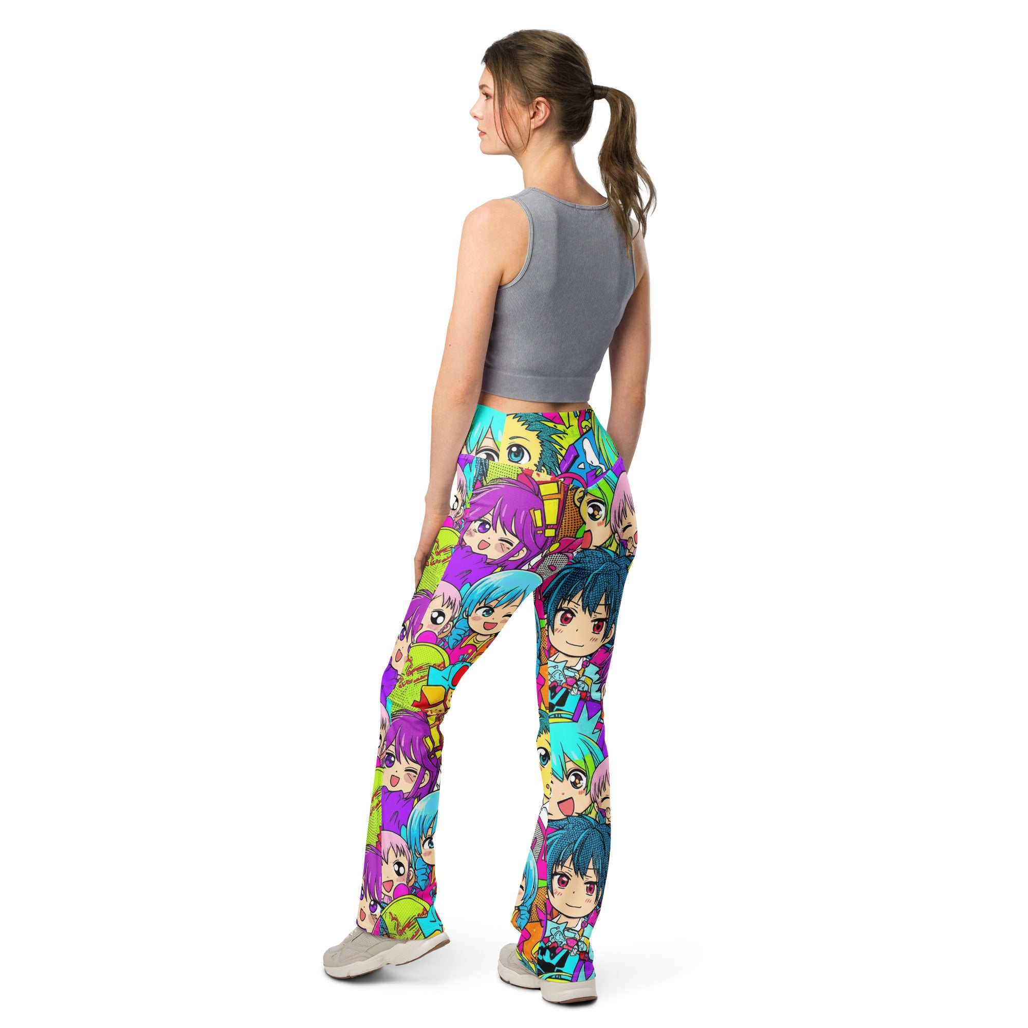 Anime Collage Chibi Party Flare Leggings | GearBunch