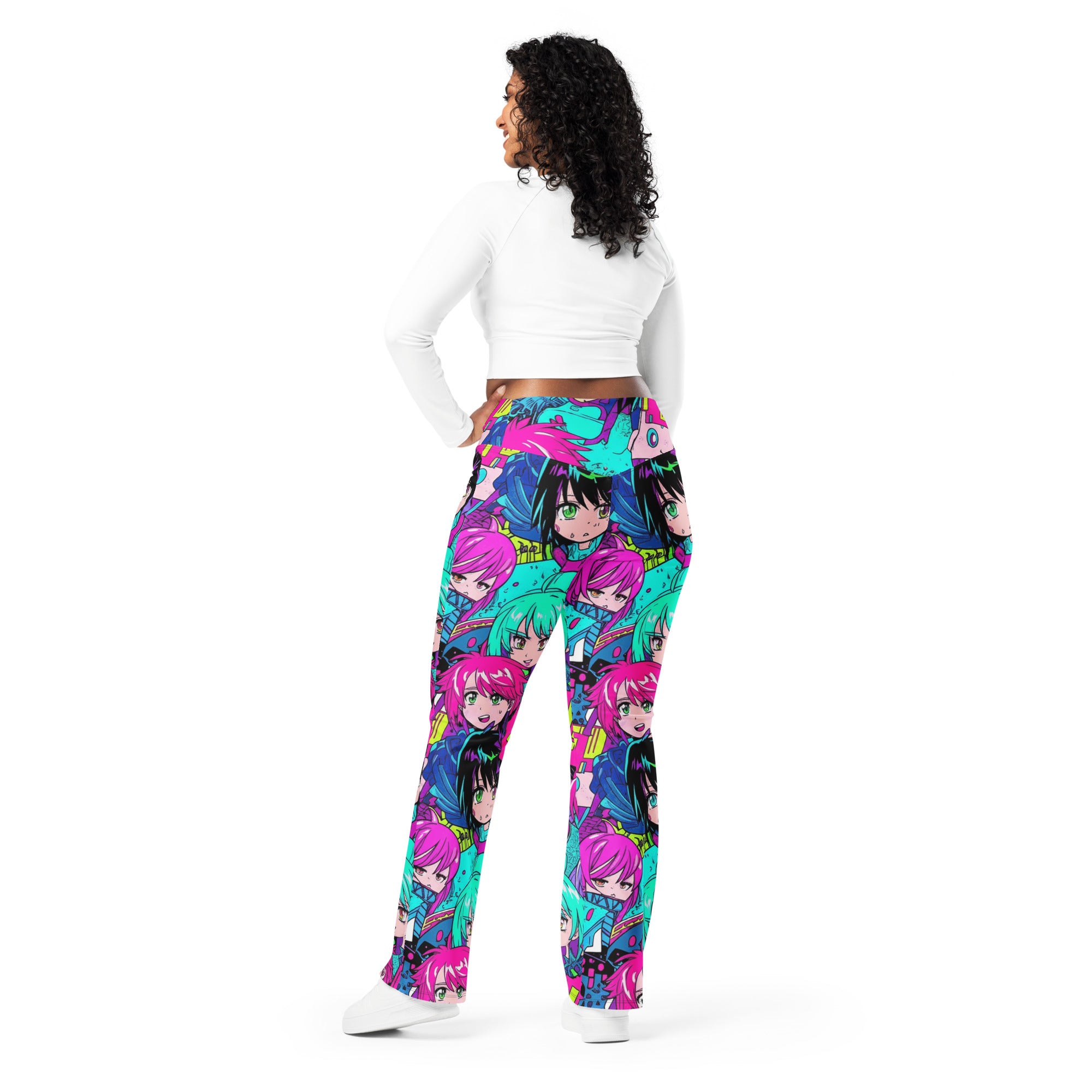 Anime Collage Cyberpunk Flare Leggings | GearBunch