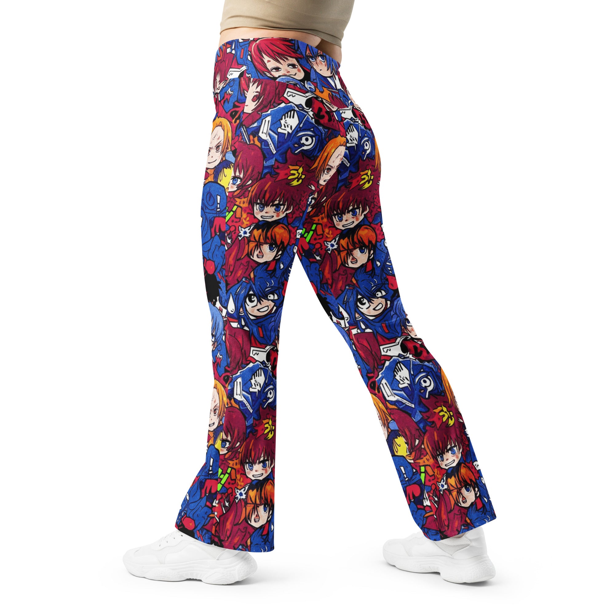 Anime Collage Dark Shonen Flare Leggings | GearBunch