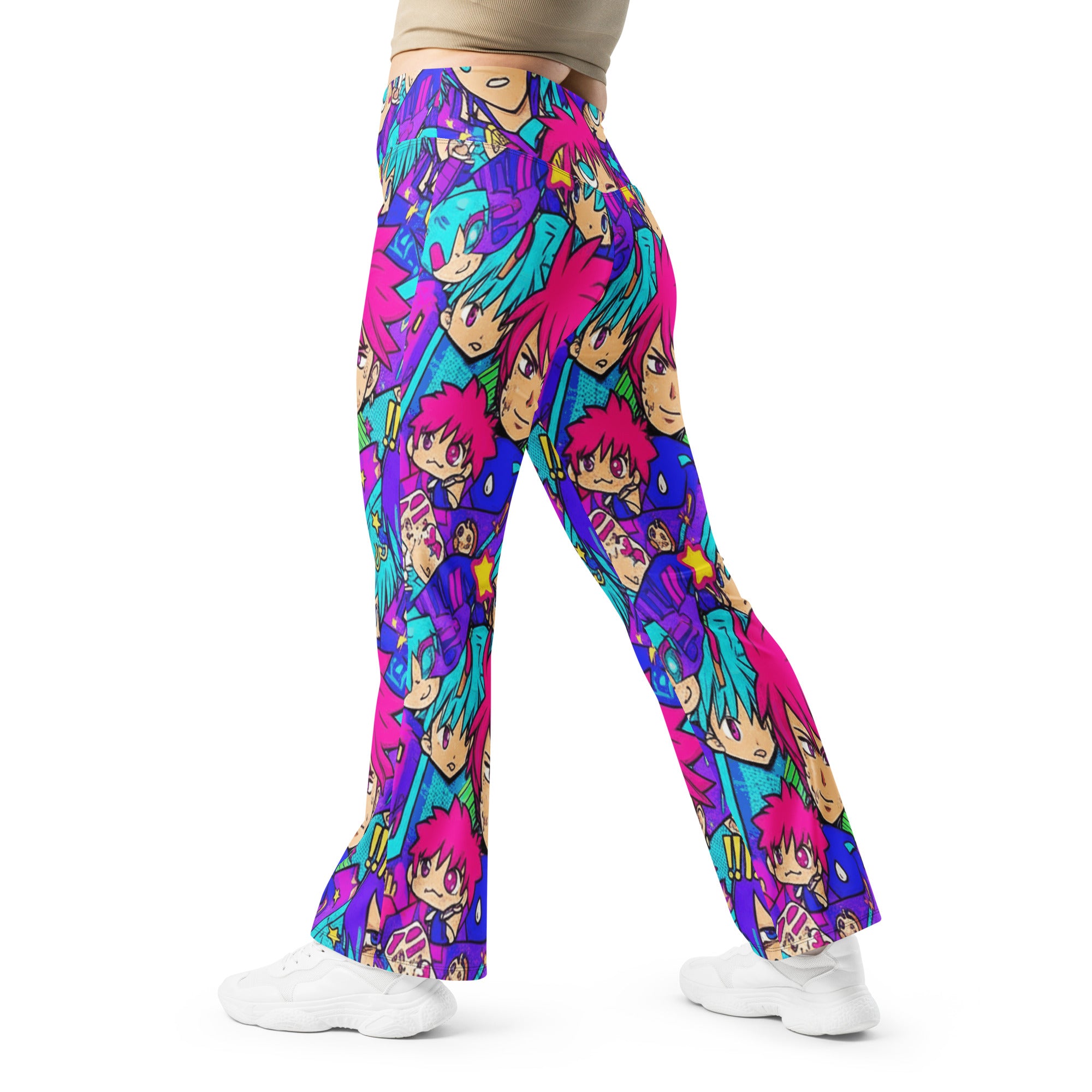 Anime Collage Galaxy Hero Flare Leggings | GearBunch