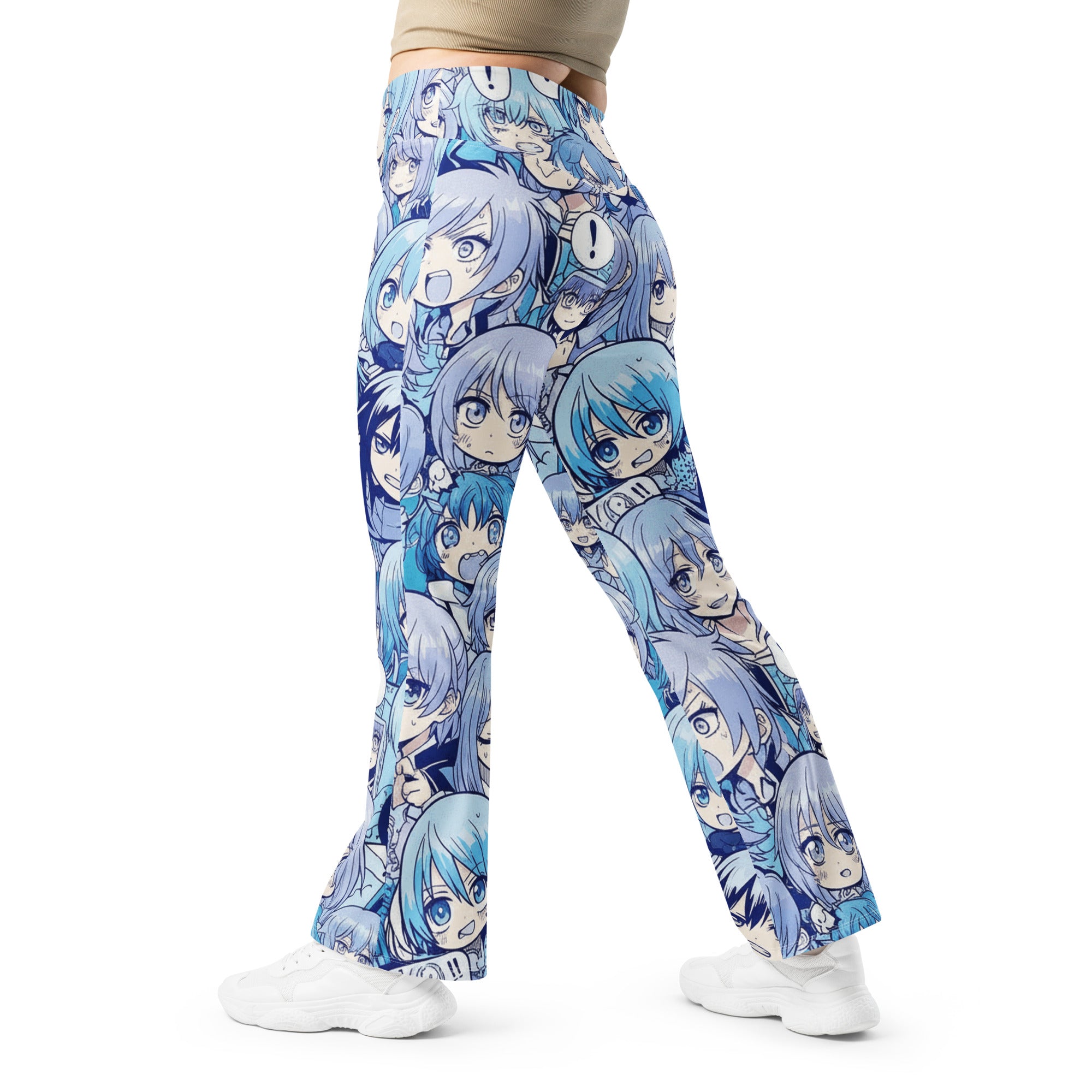Anime Collage Ice Kingdom Flare Leggings | GearBunch