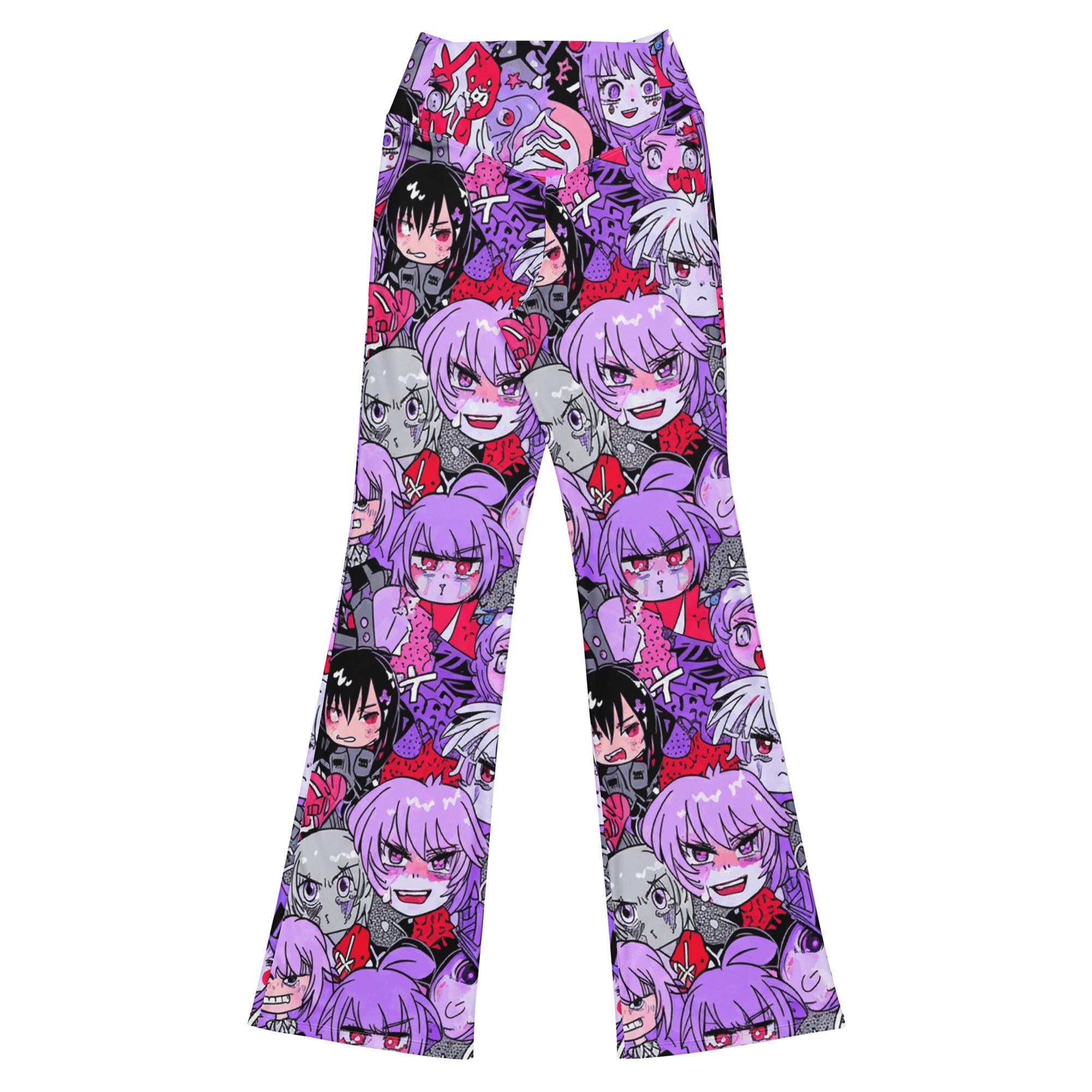 Anime Kawaii Goth Collage Flare Leggings | GearBunch