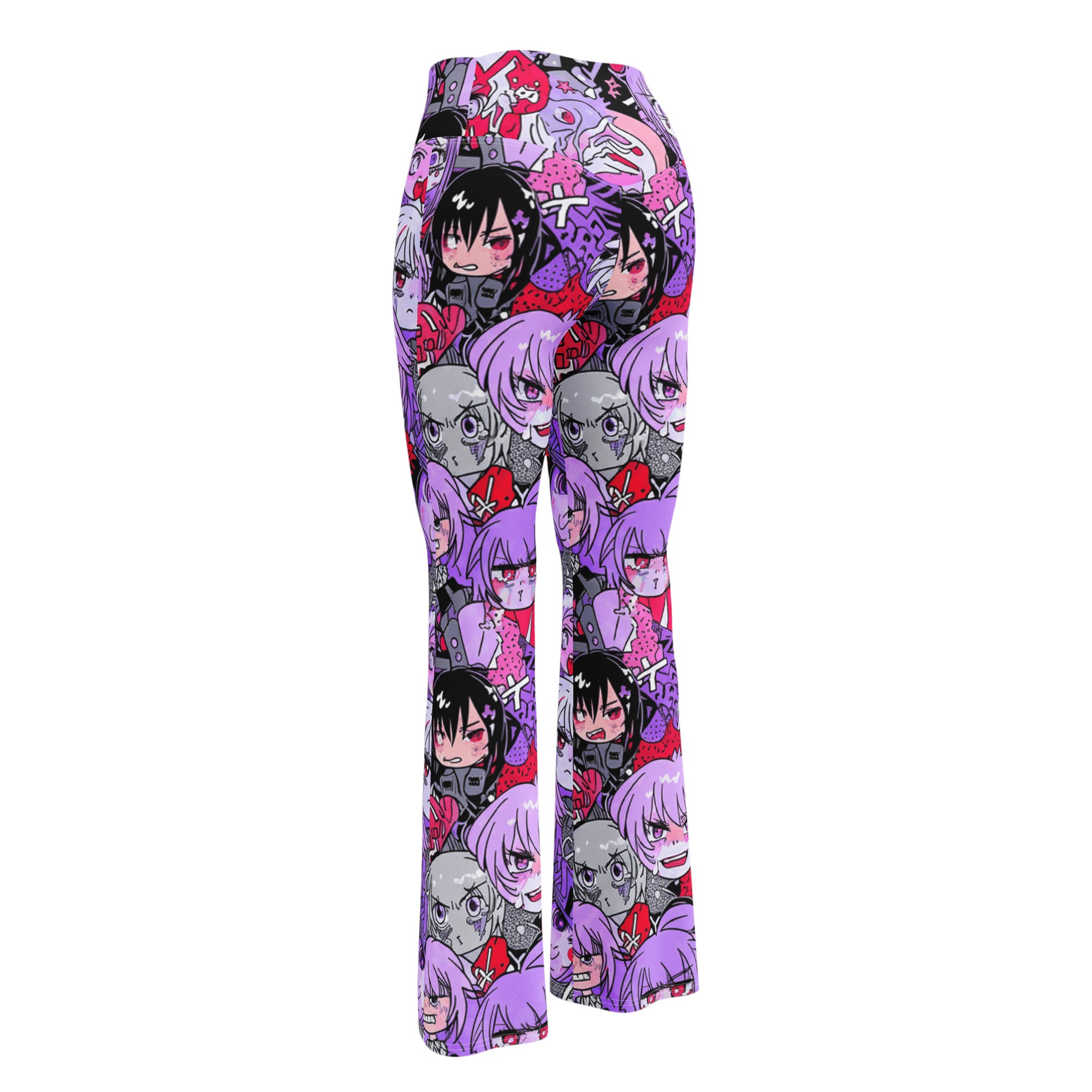 Anime Kawaii Goth Collage Flare Leggings | GearBunch
