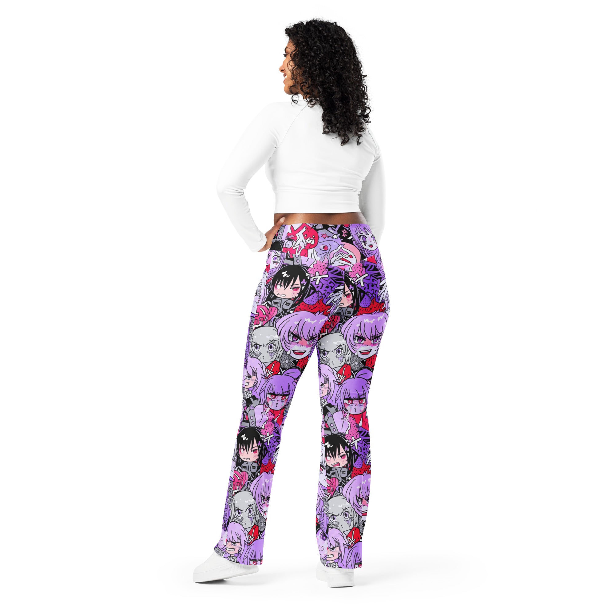 Anime Kawaii Goth Collage Flare Leggings | GearBunch