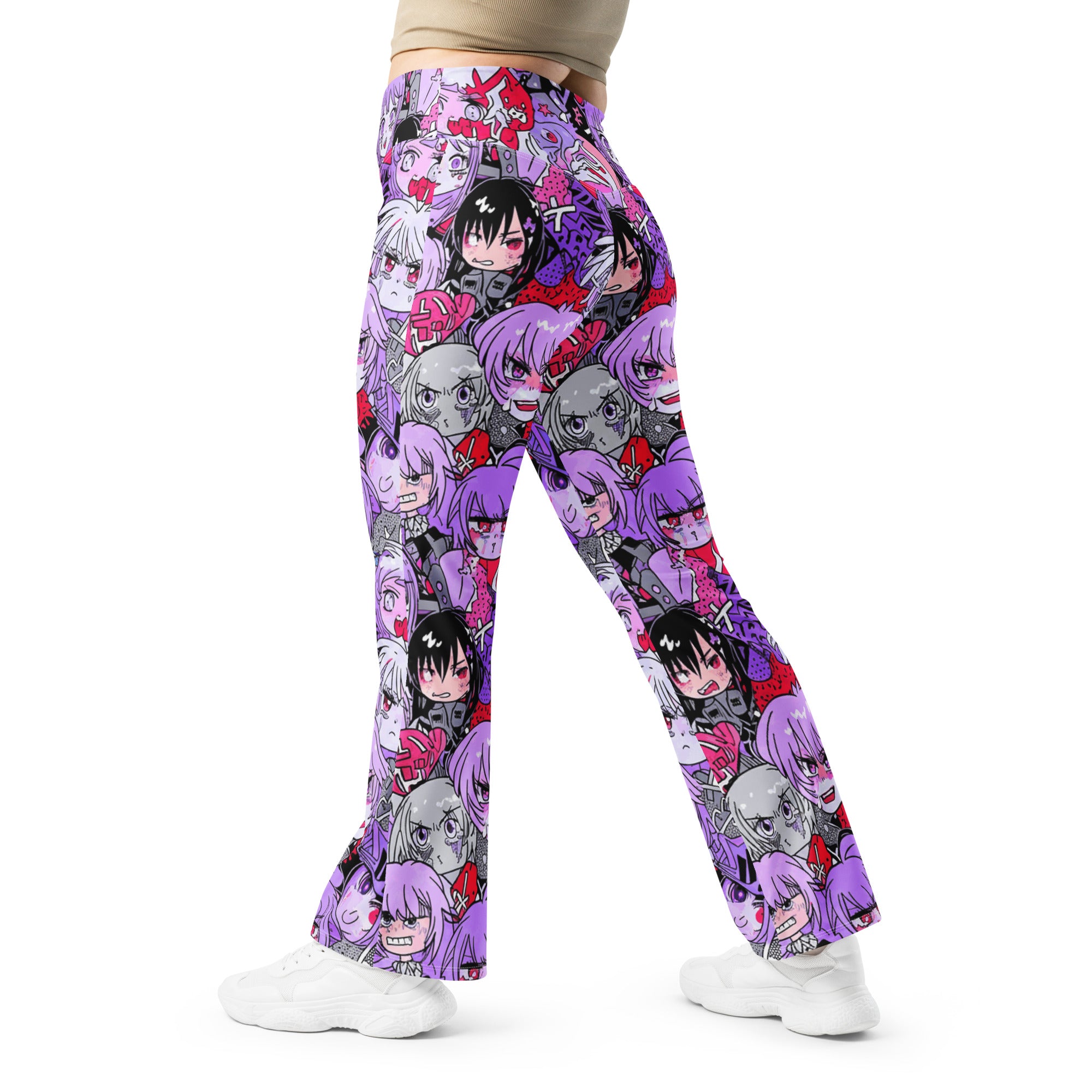 Anime Kawaii Goth Collage Flare Leggings | GearBunch