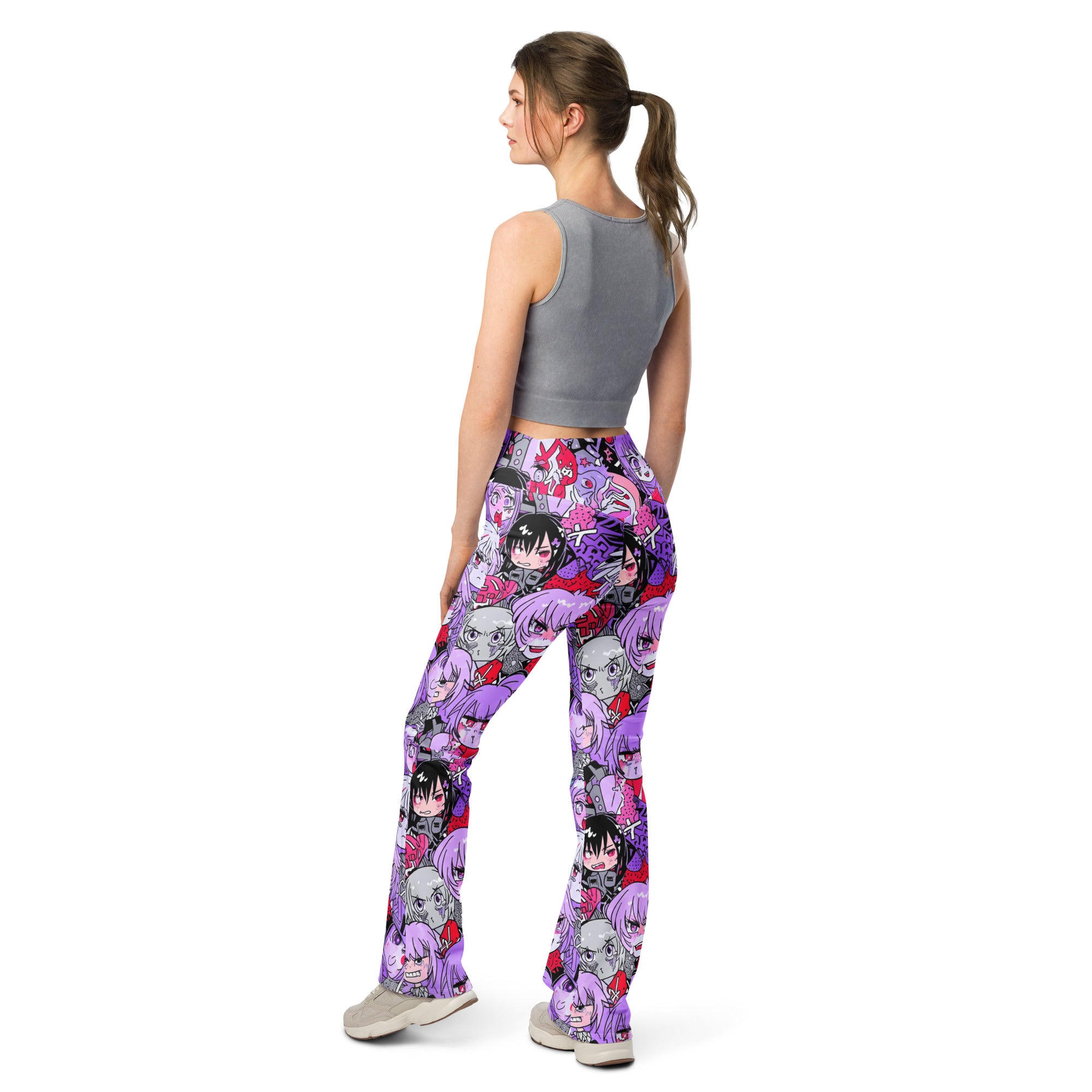 Anime Kawaii Goth Collage Flare Leggings | GearBunch