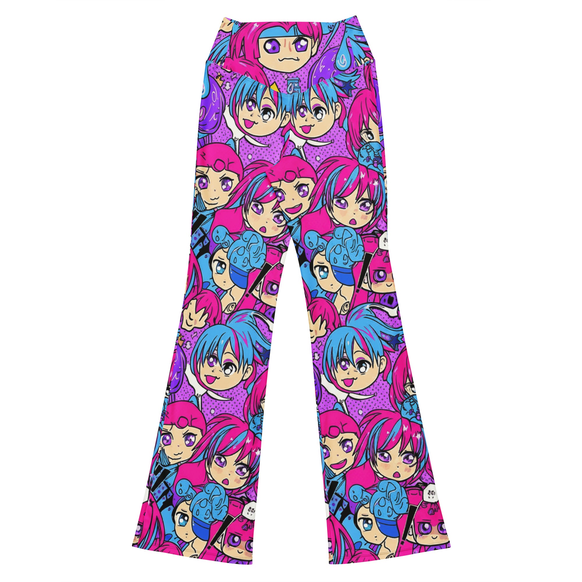 Anime Collage Mecha Pilot Flare Leggings | GearBunch