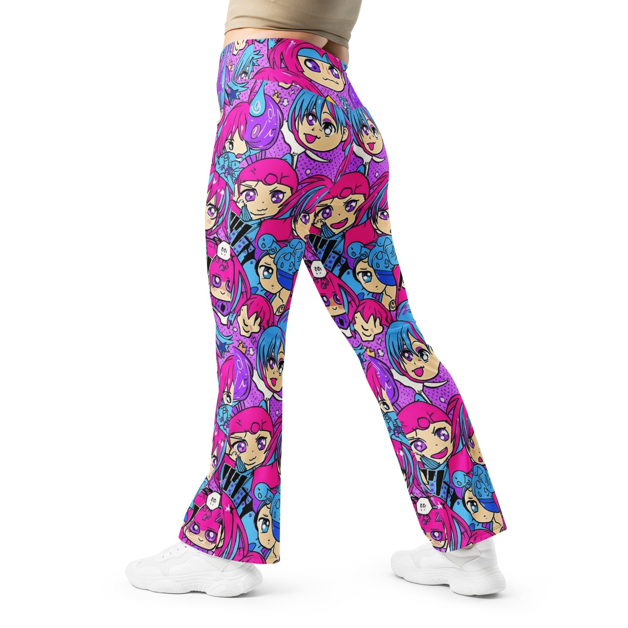 Anime Collage Mecha Pilot Flare Leggings | GearBunch