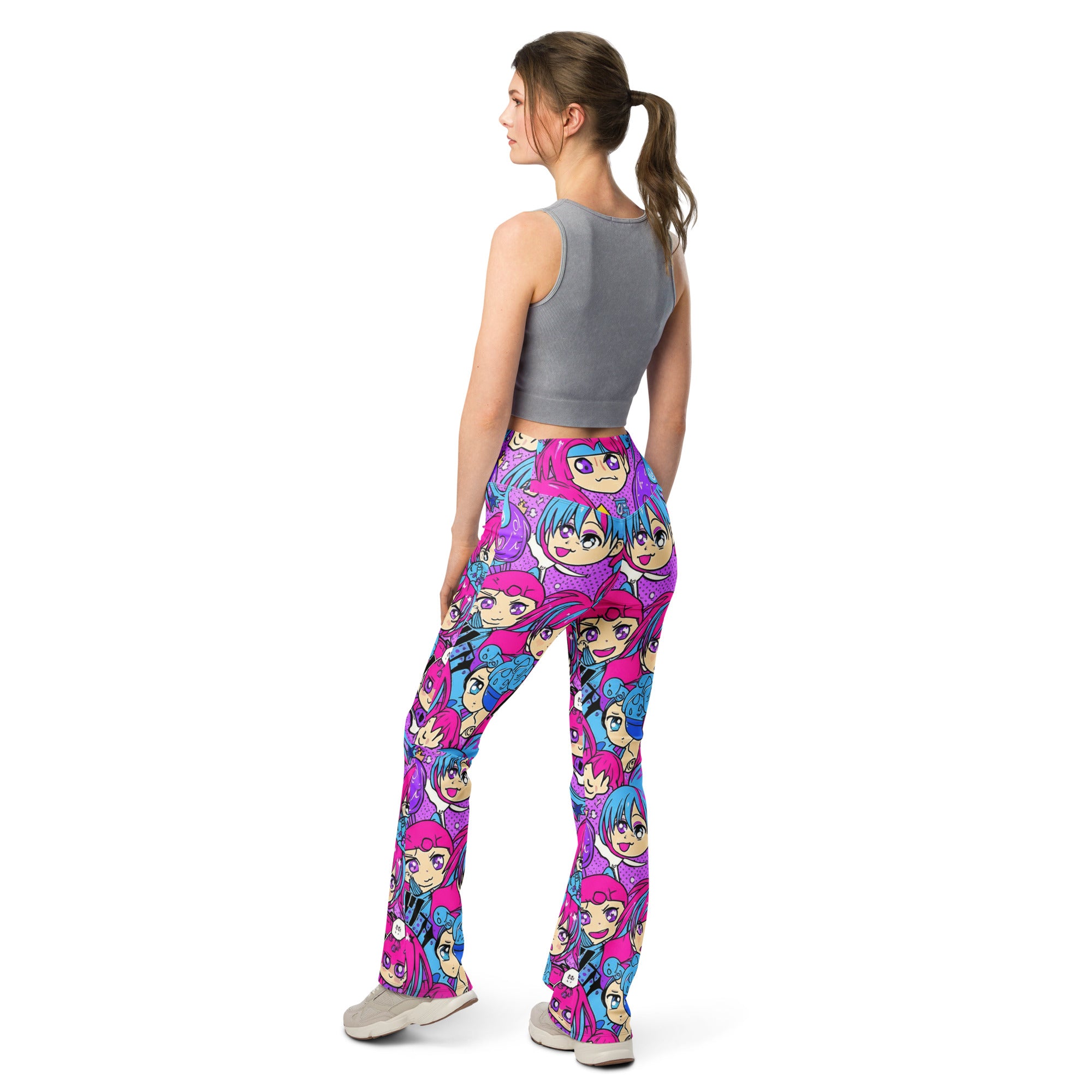 Anime Collage Mecha Pilot Flare Leggings | GearBunch