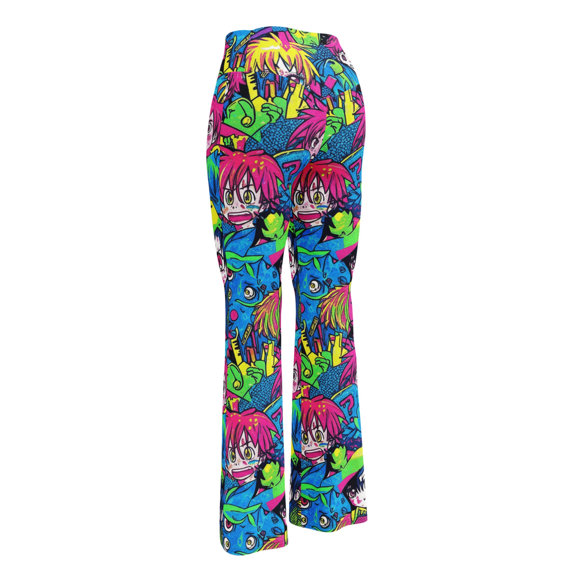 Anime Collage Neon Tokyo Flare Leggings | GearBunch