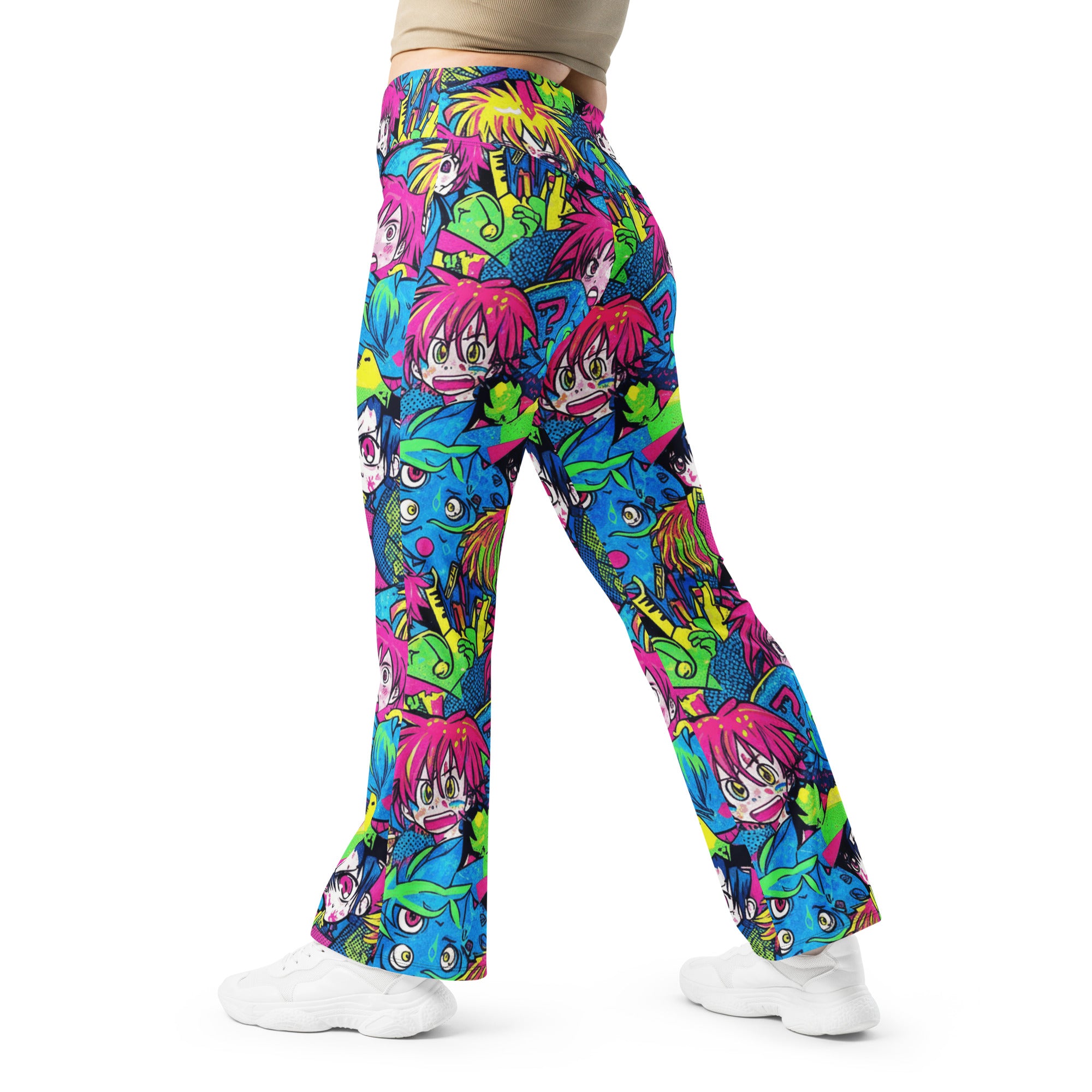 Anime Collage Neon Tokyo Flare Leggings | GearBunch