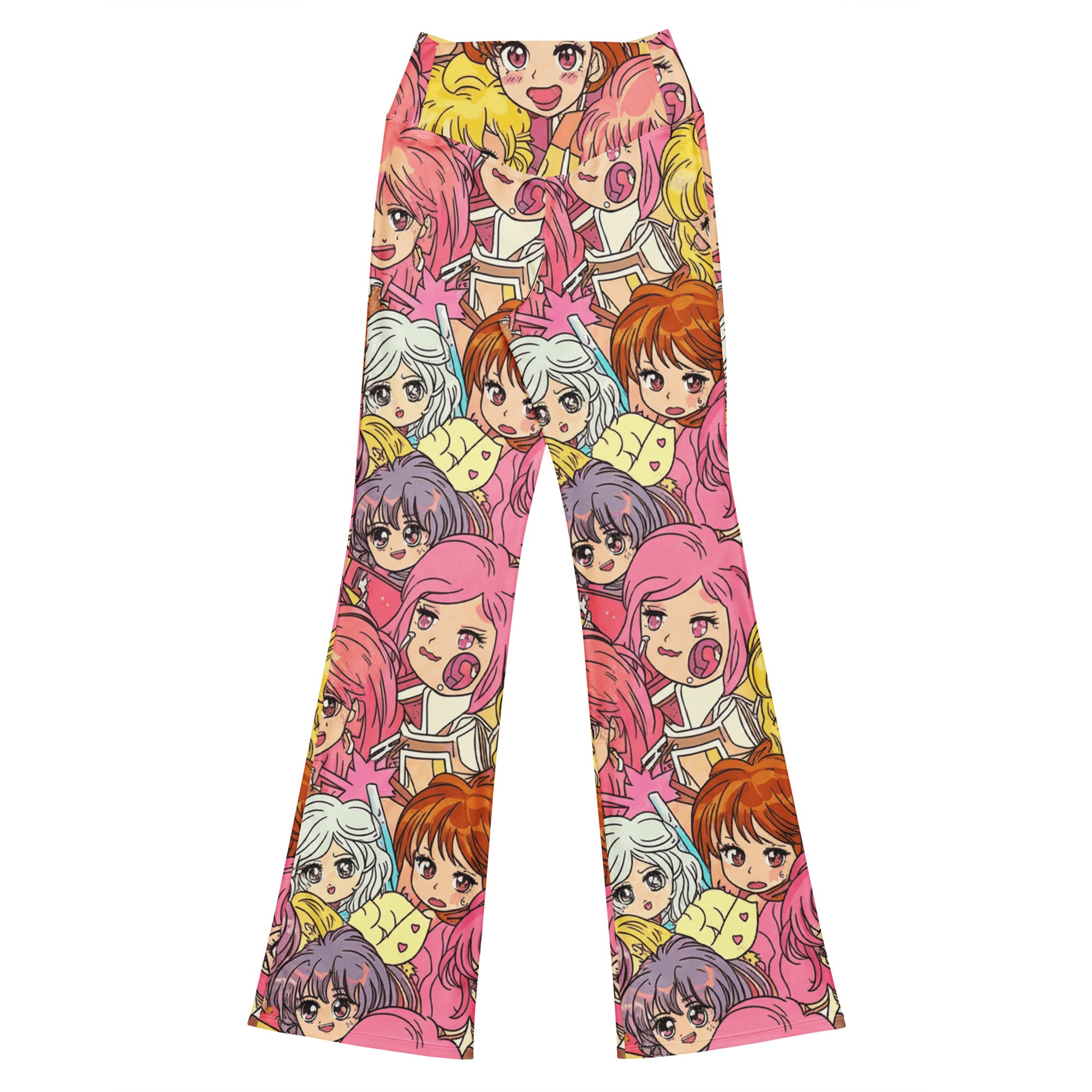 Retro Shojo Anime Collage Flare Leggings | GearBunch