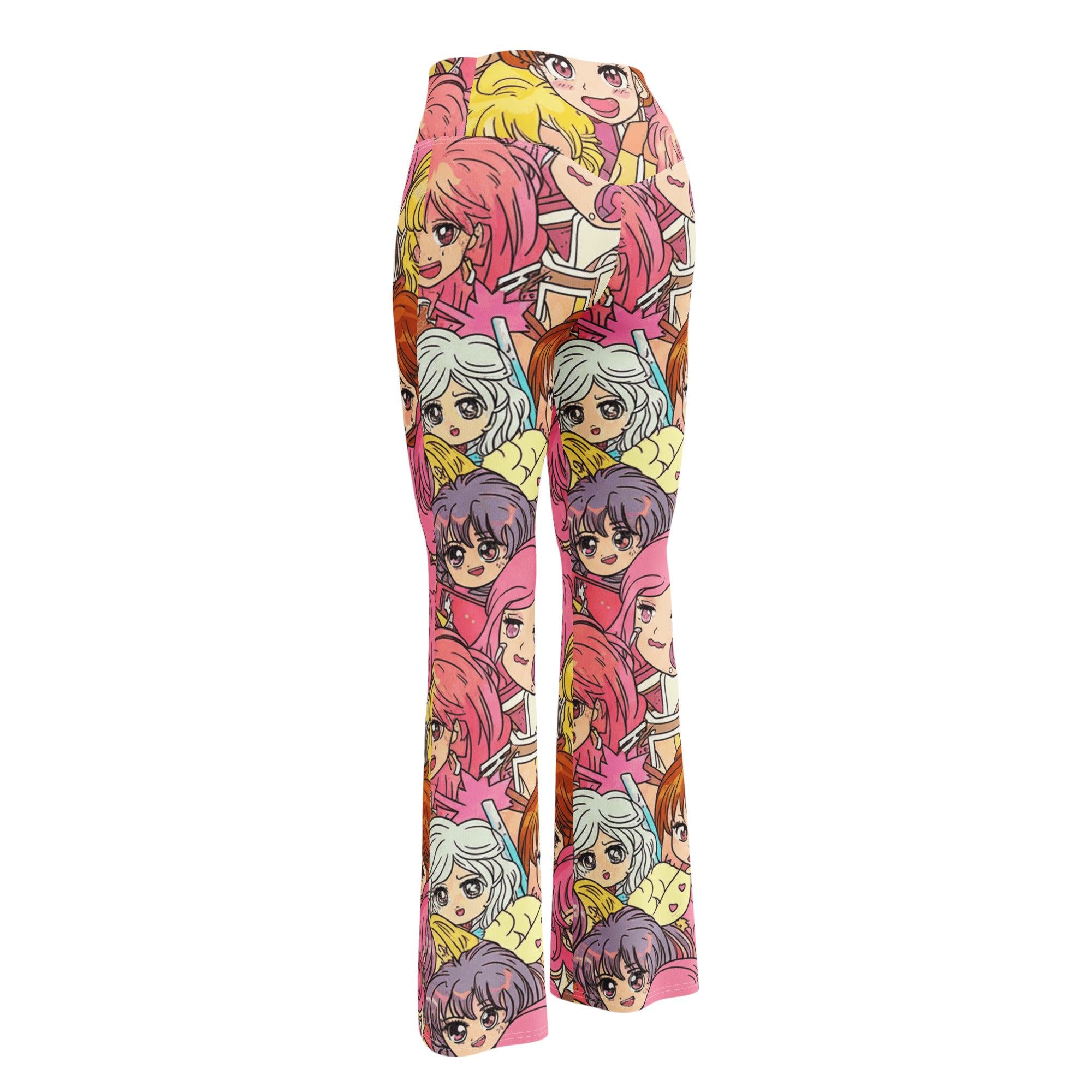 Retro Shojo Anime Collage Flare Leggings | GearBunch