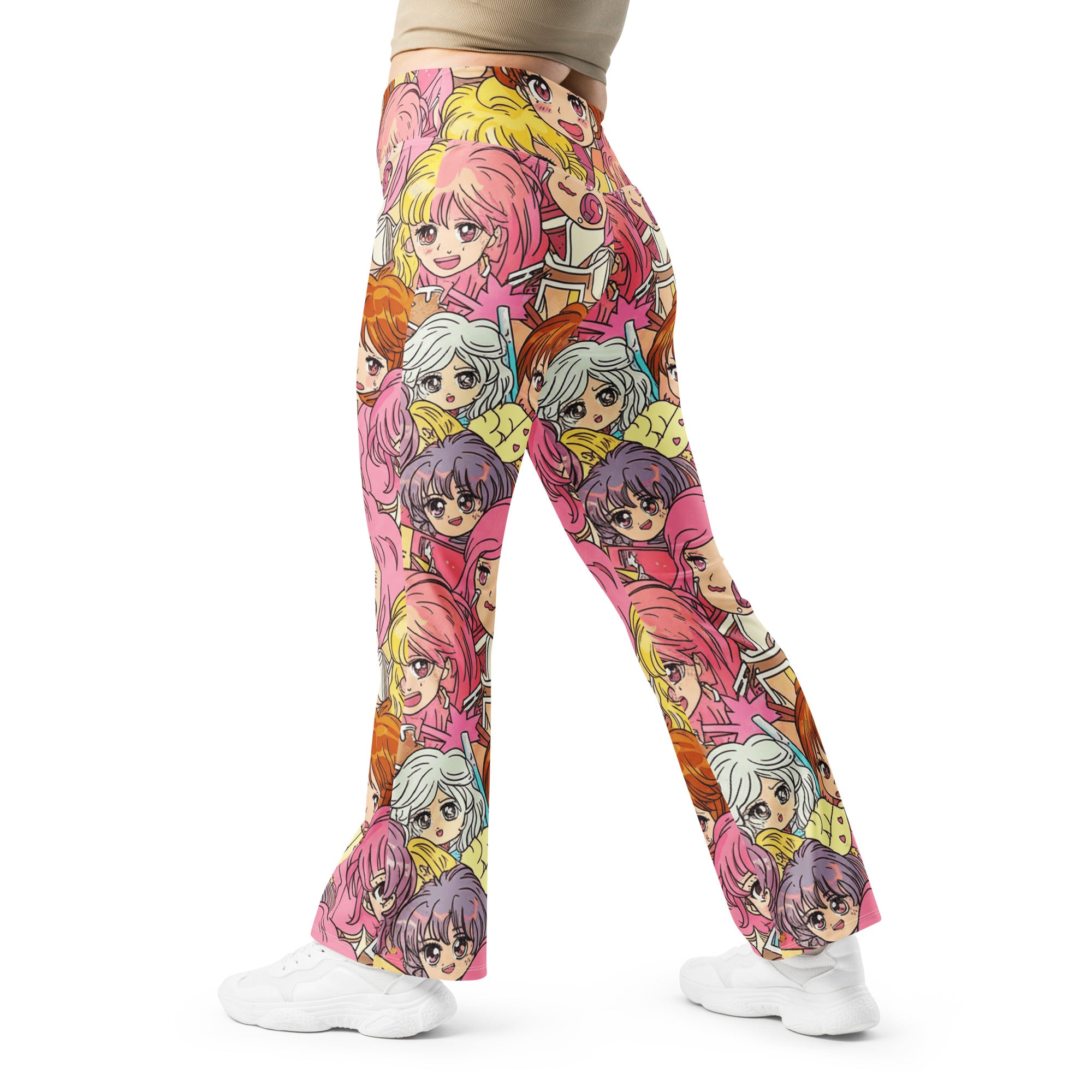 Retro Shojo Anime Collage Flare Leggings | GearBunch