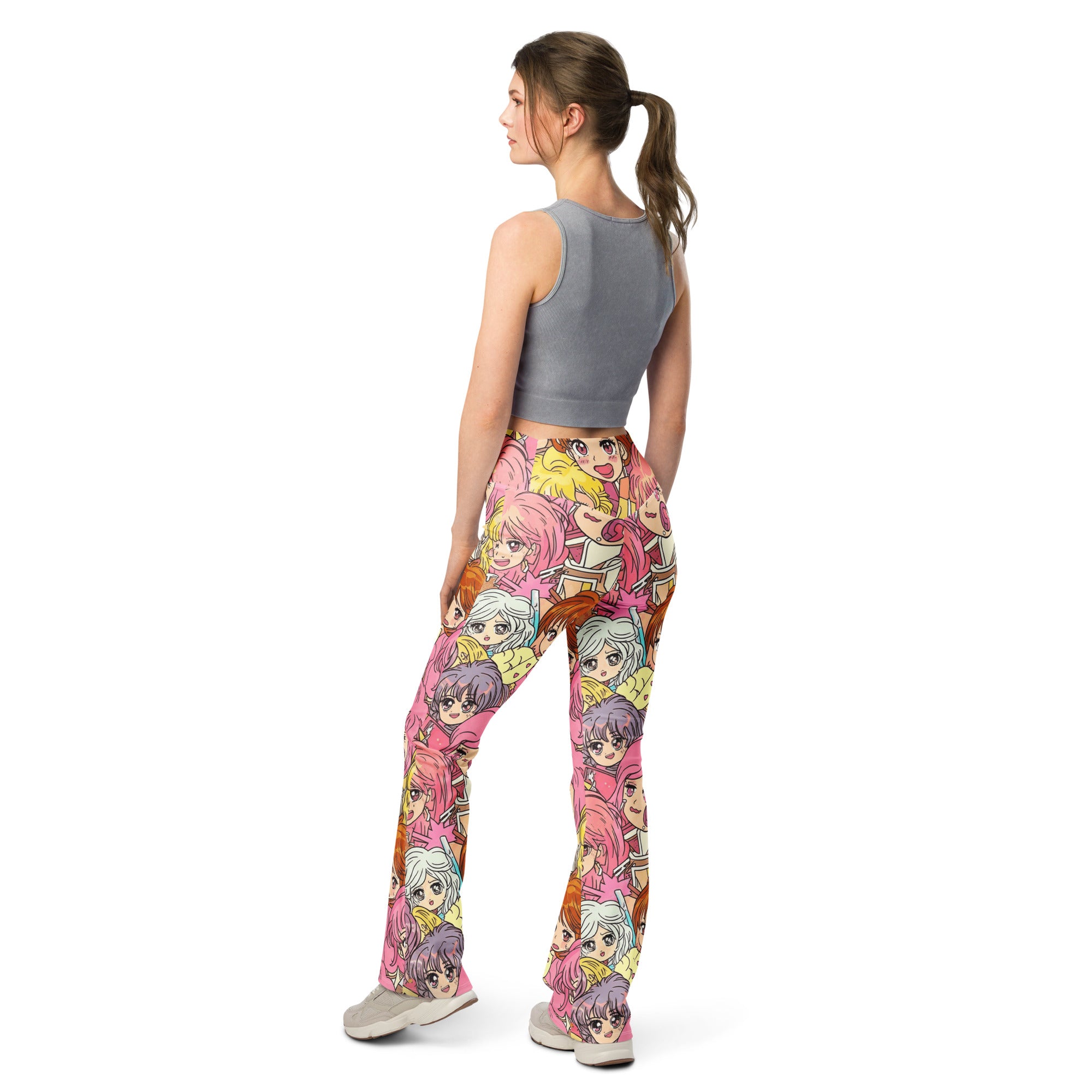Retro Shojo Anime Collage Flare Leggings | GearBunch