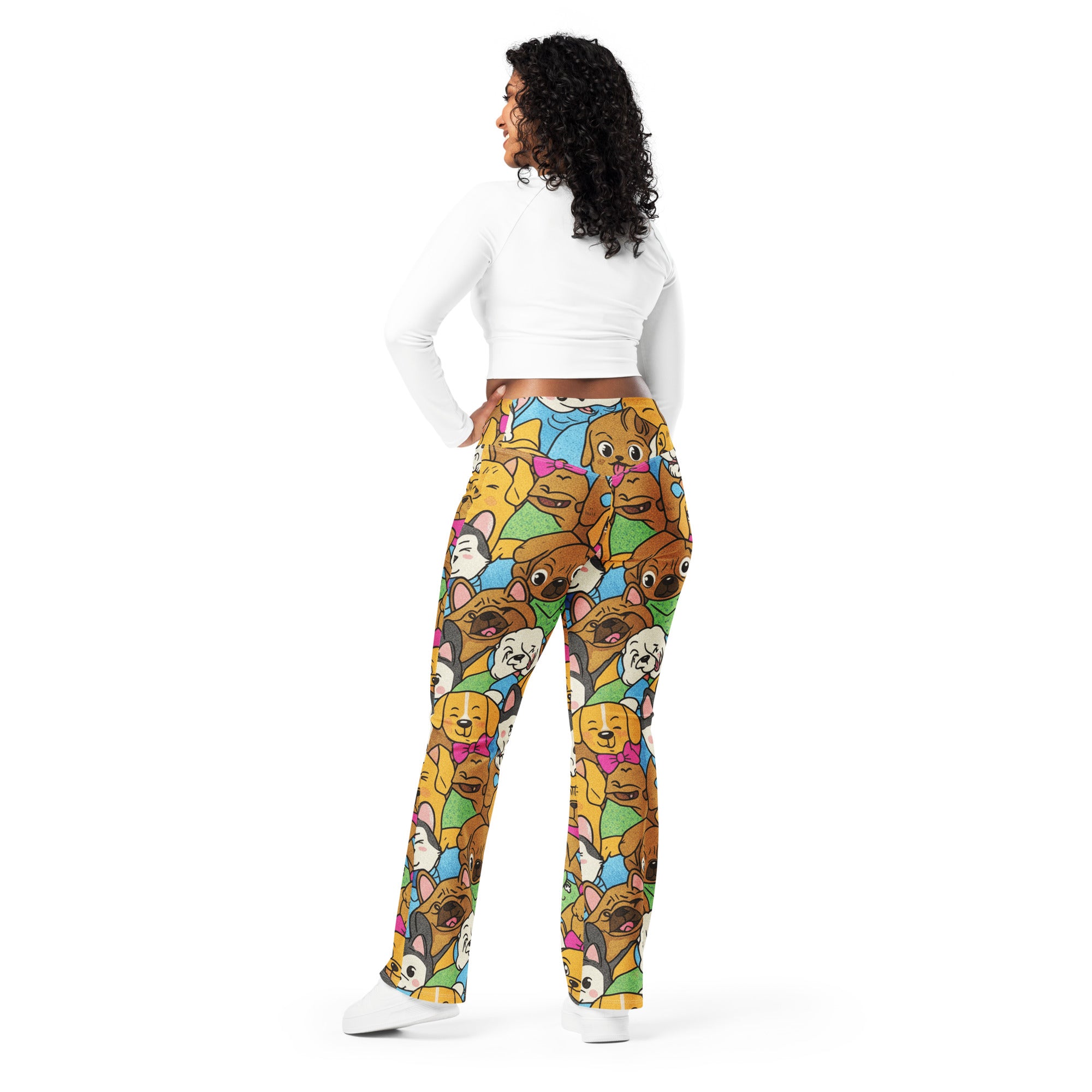 Vibrant Puppy Pile Flare Leggings | GearBunch