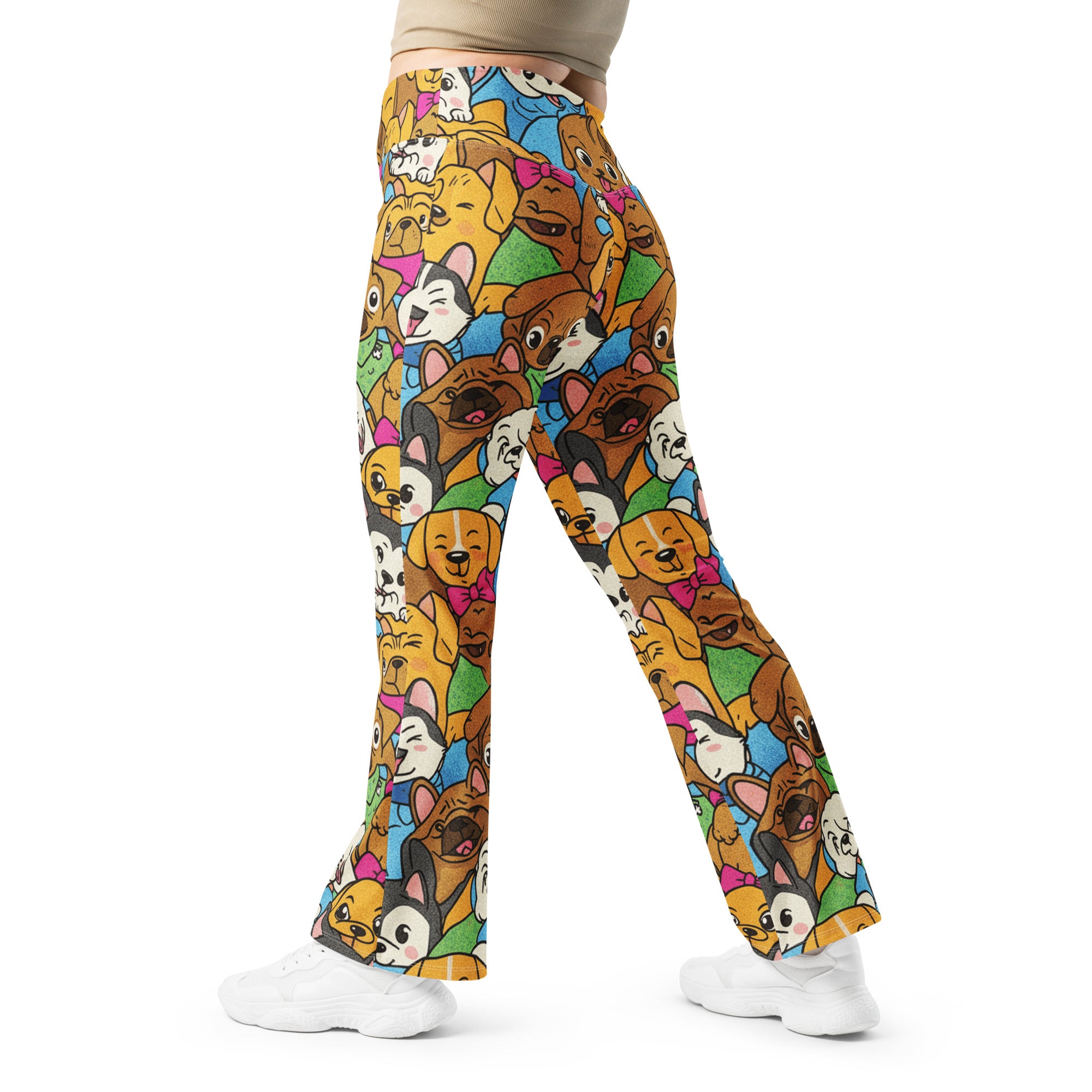 Vibrant Puppy Pile Flare Leggings | GearBunch