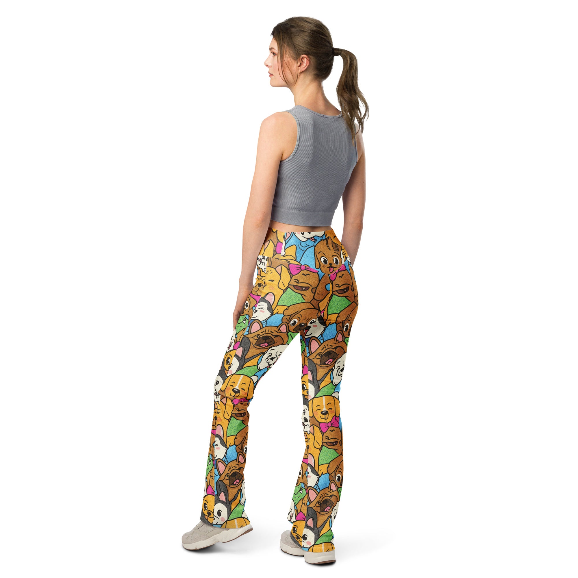 Vibrant Puppy Pile Flare Leggings | GearBunch