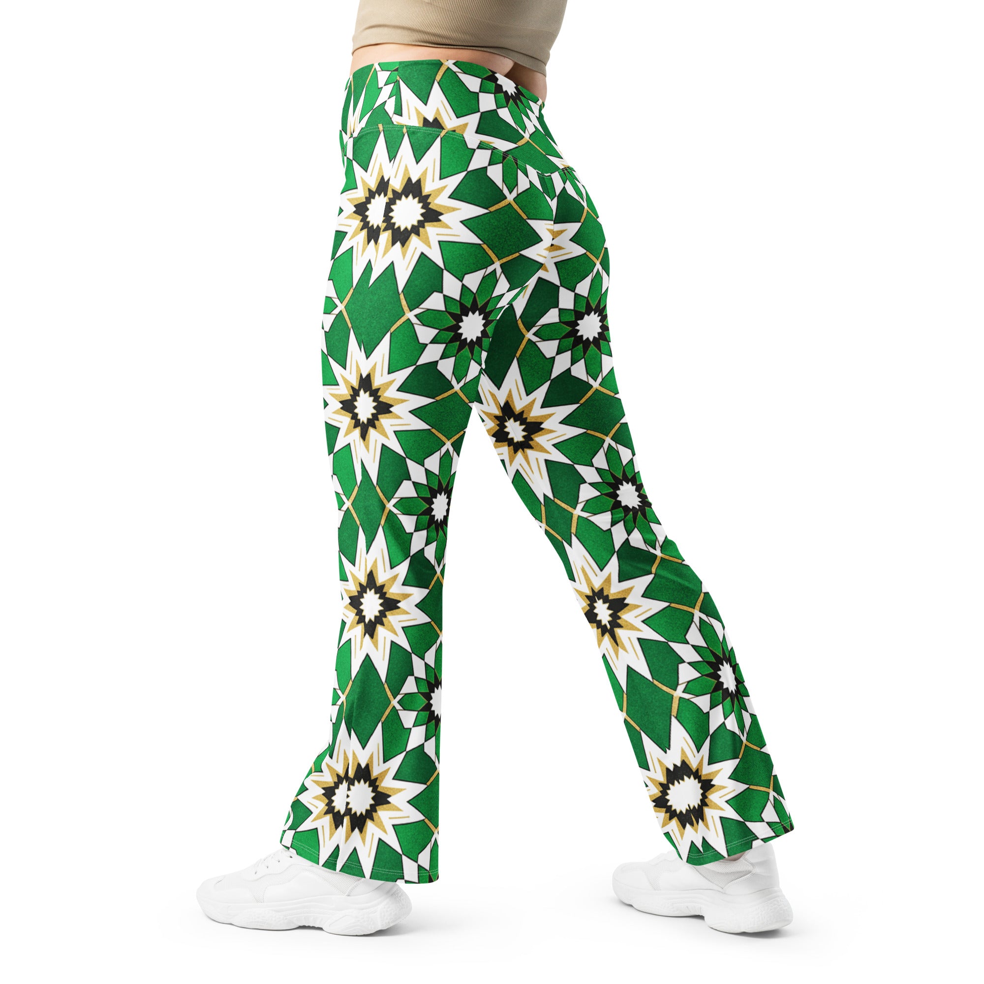 Zellige Emerald Gold Flare Leggings | GearBunch