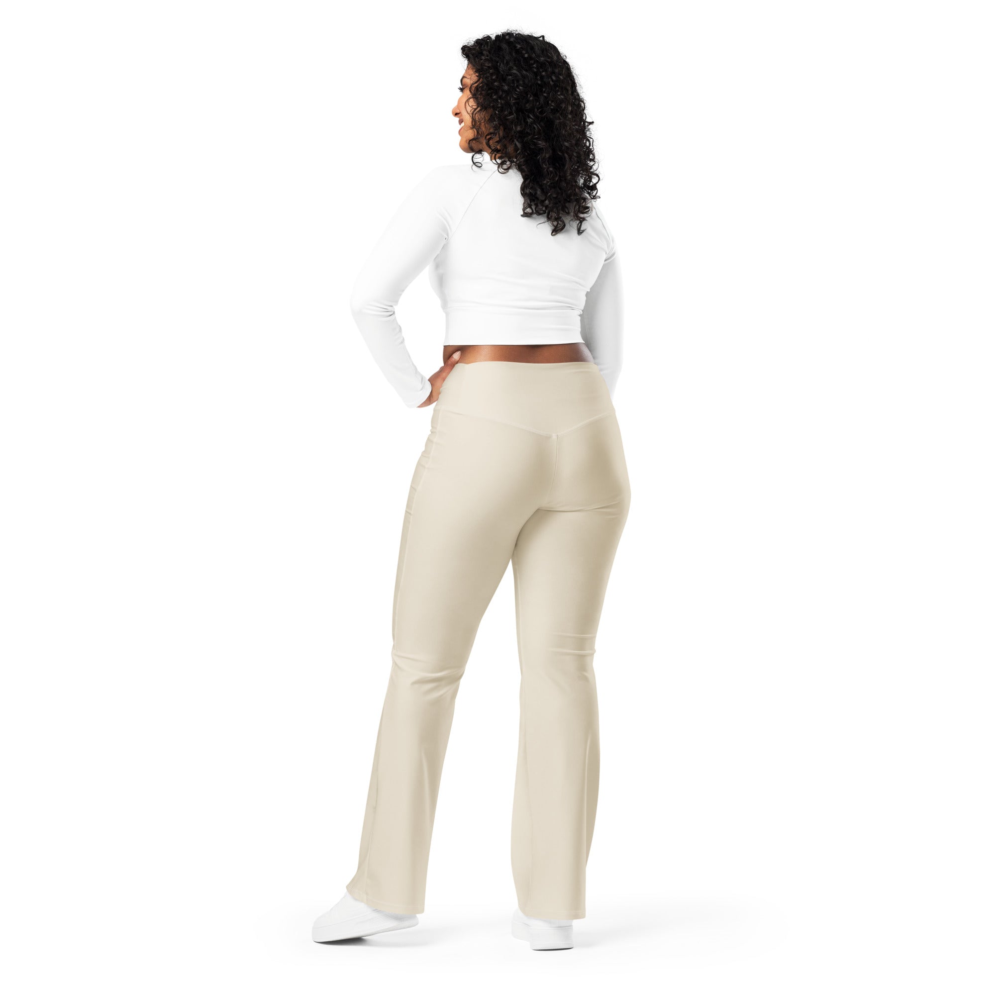 Solid Oatmeal Flare Leggings | GearBunch