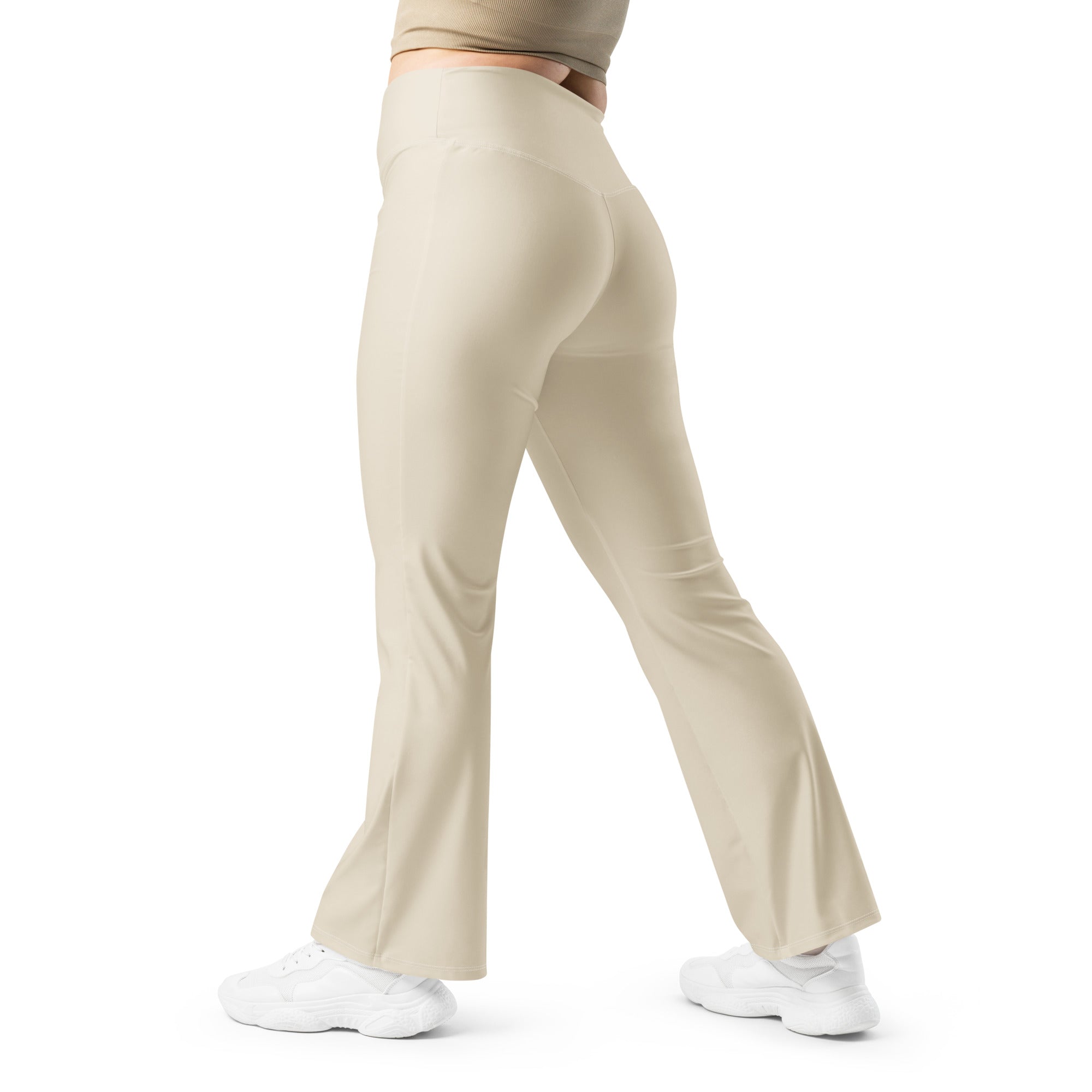 Solid Oatmeal Flare Leggings | GearBunch