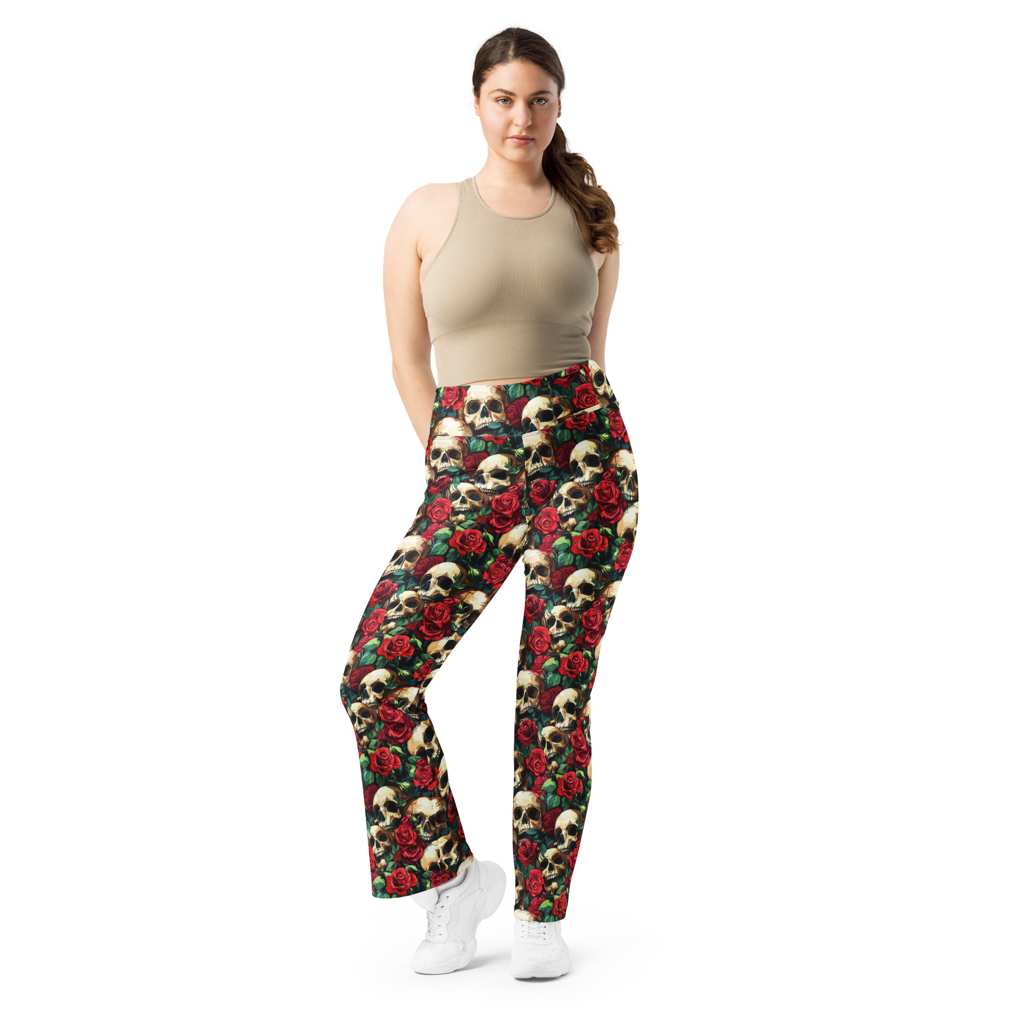 Garden Skull Flare leggings Front View