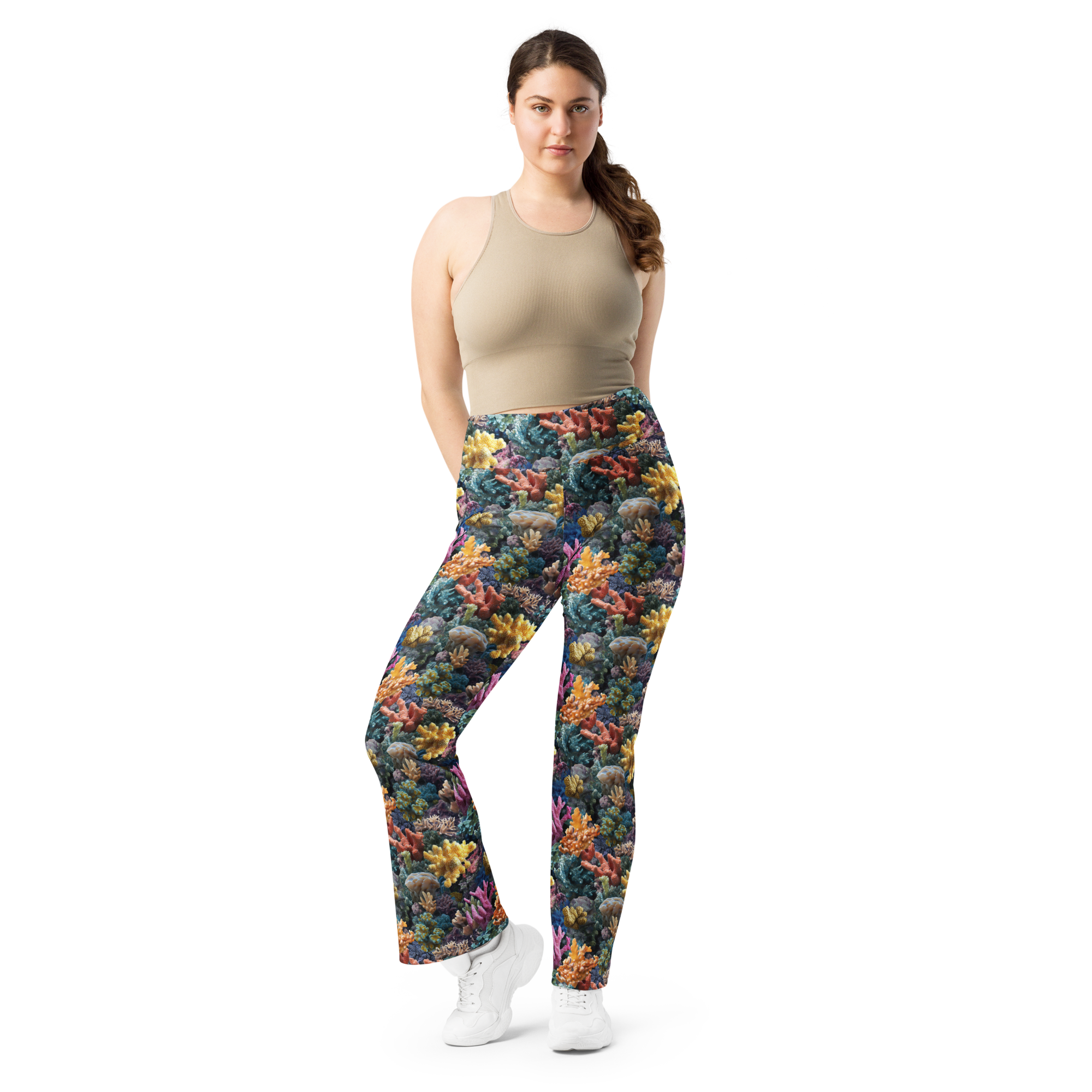 Tropical Reef Flare Leggings Front View