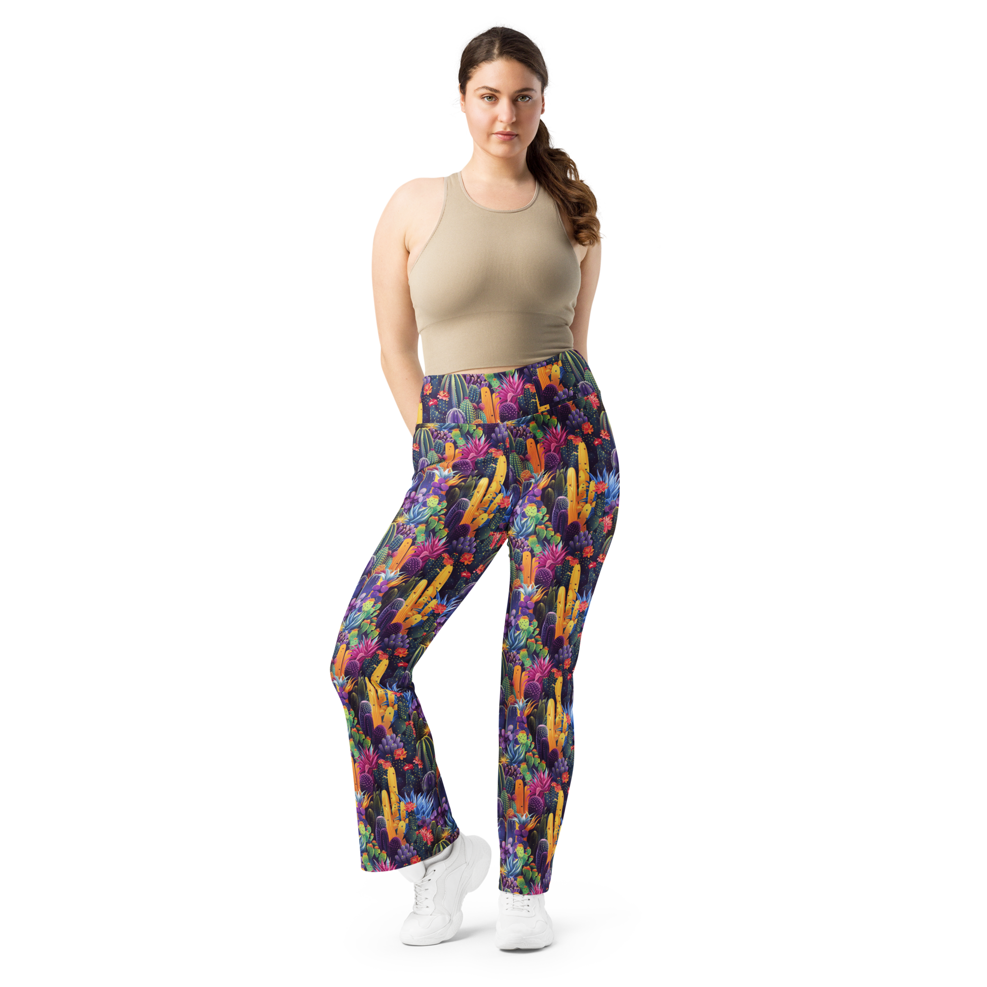 Twilight Cactus Flare Leggings Front View