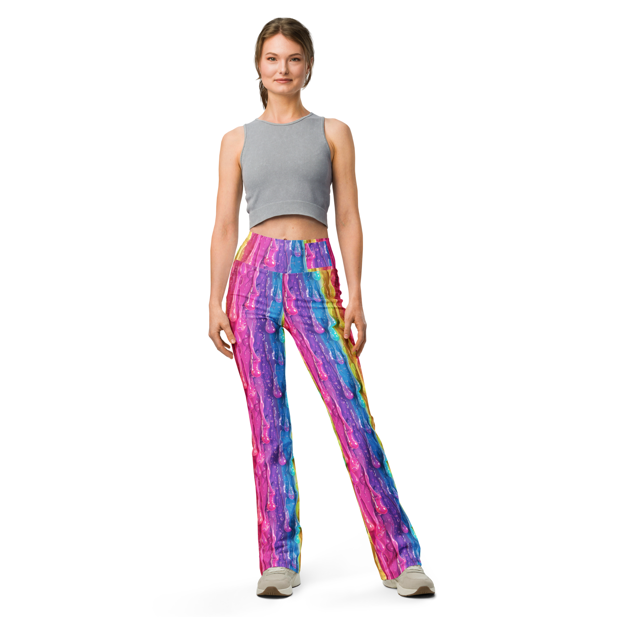 Rainbow Slime Flare Leggings Front View