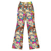 Ultra-vibrant anime collage print featuring cats in a Japanese cafe setting on GearBunch Flare Leggings
