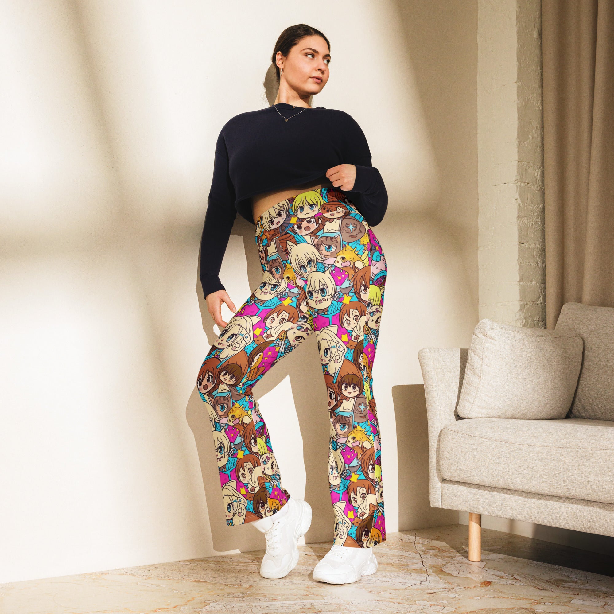 Anime Cat Cafe Flare Leggings | GearBunch