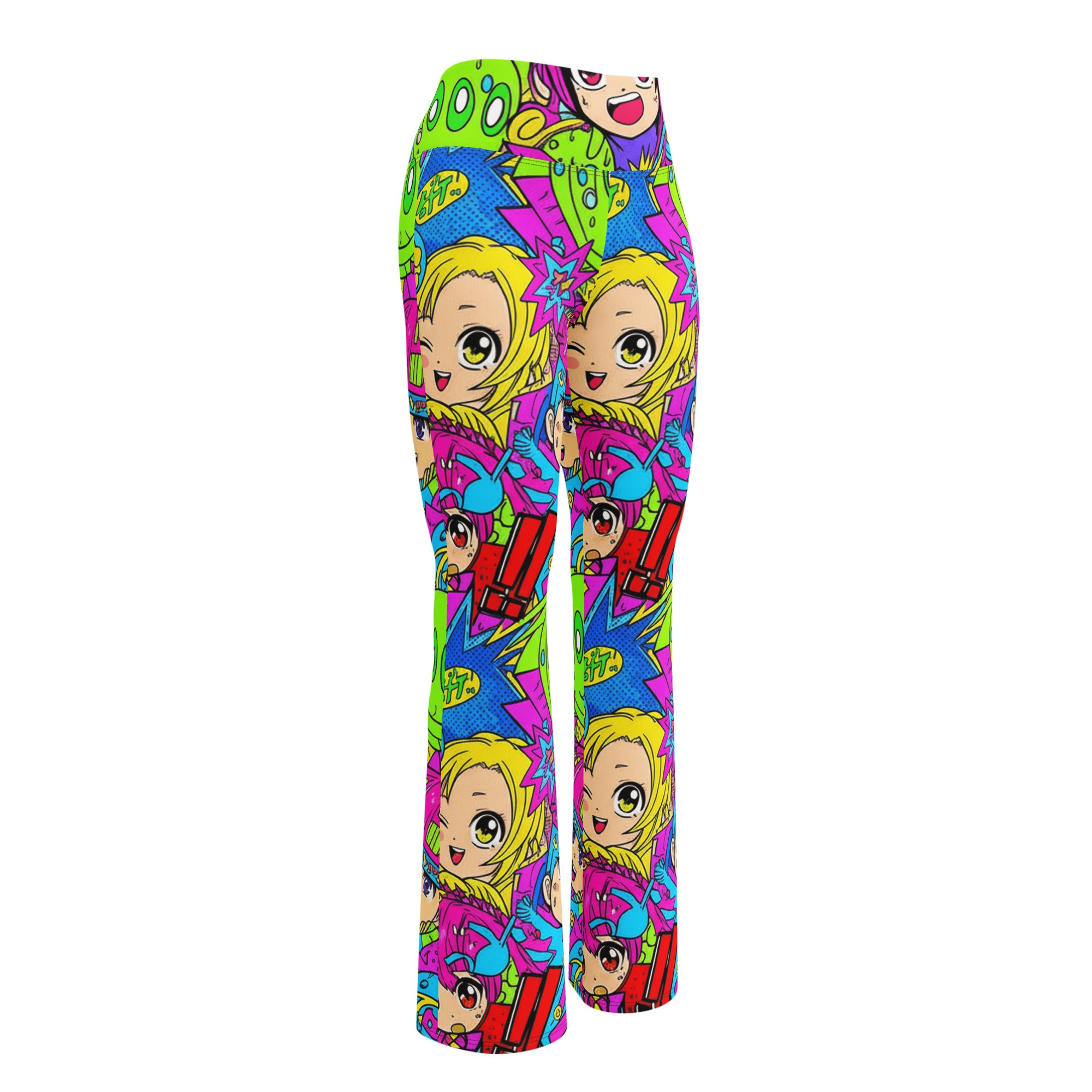 Anime Collage Chibi Party Flare Leggings | GearBunch