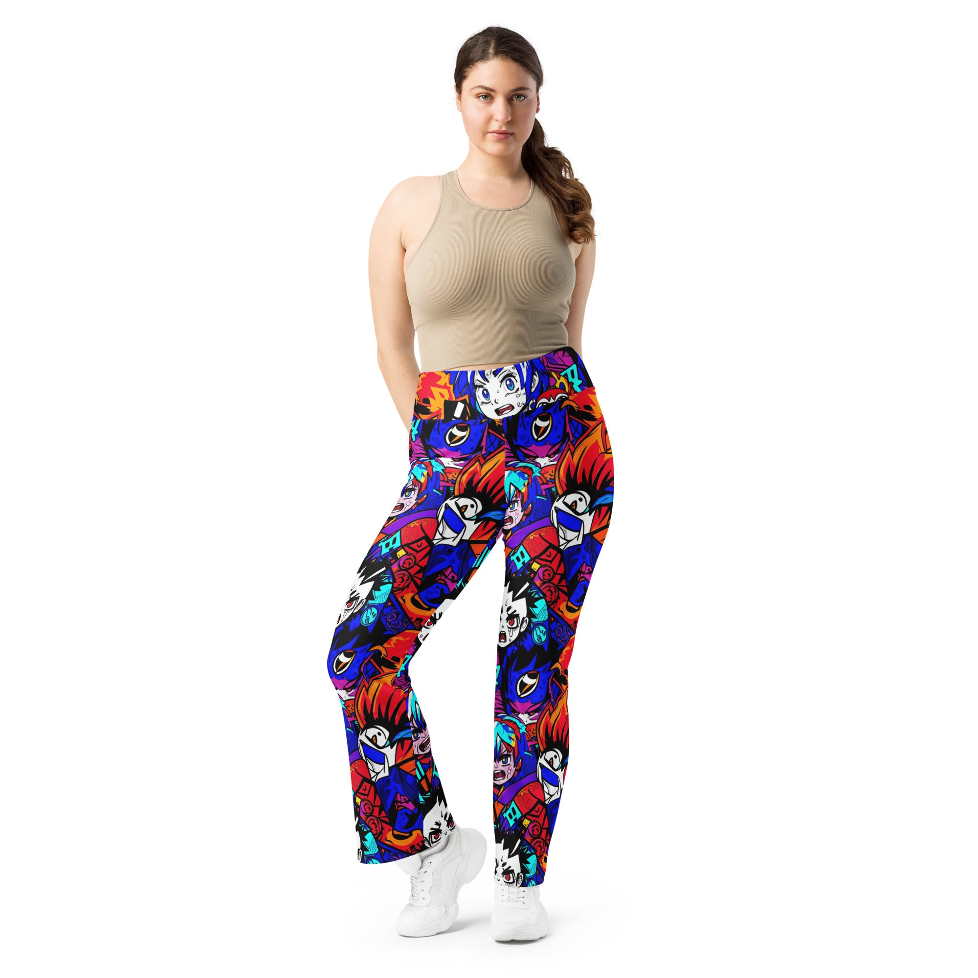 Anime Collage Dark Shonen Flare Leggings | GearBunch