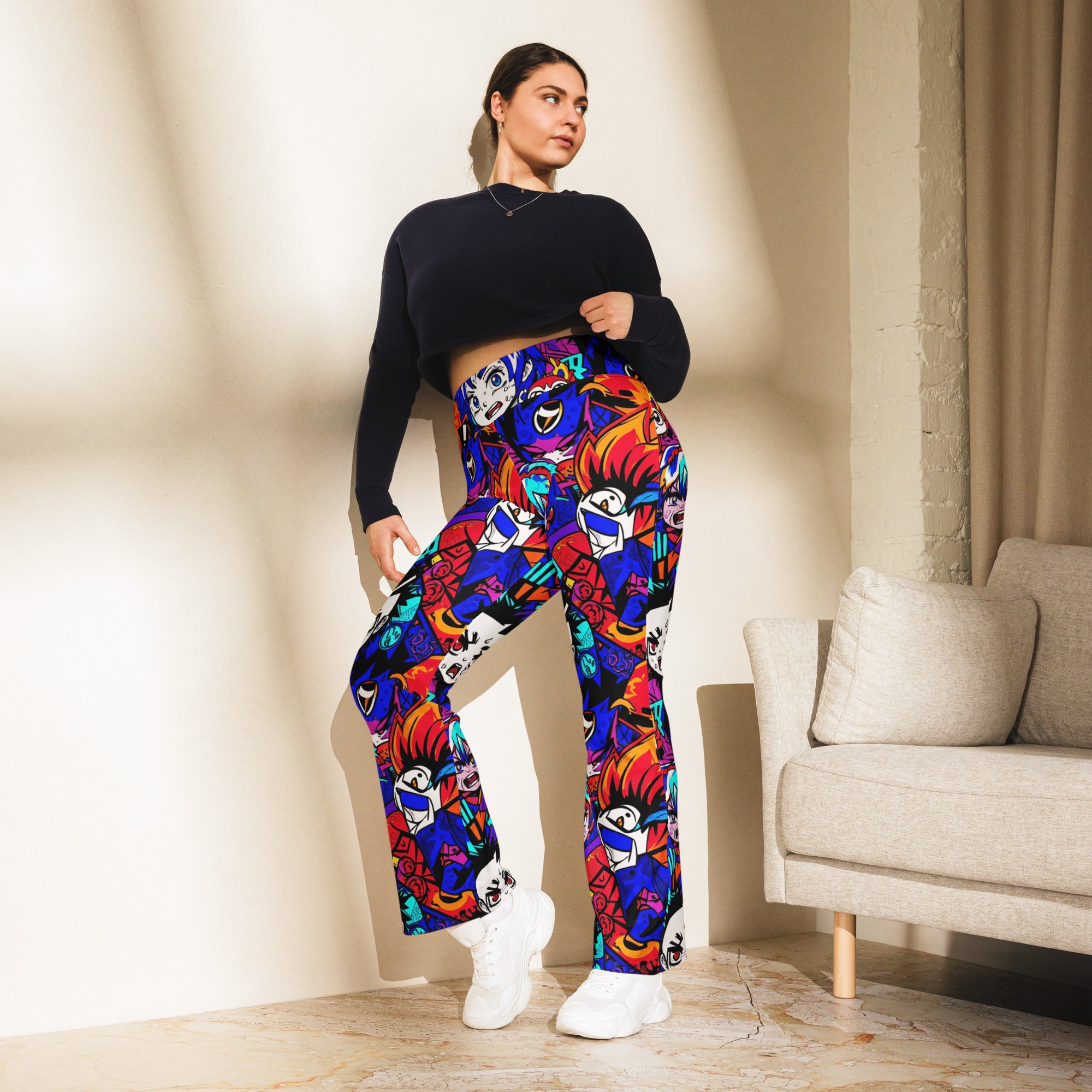 Anime Collage Dark Shonen Flare Leggings | GearBunch