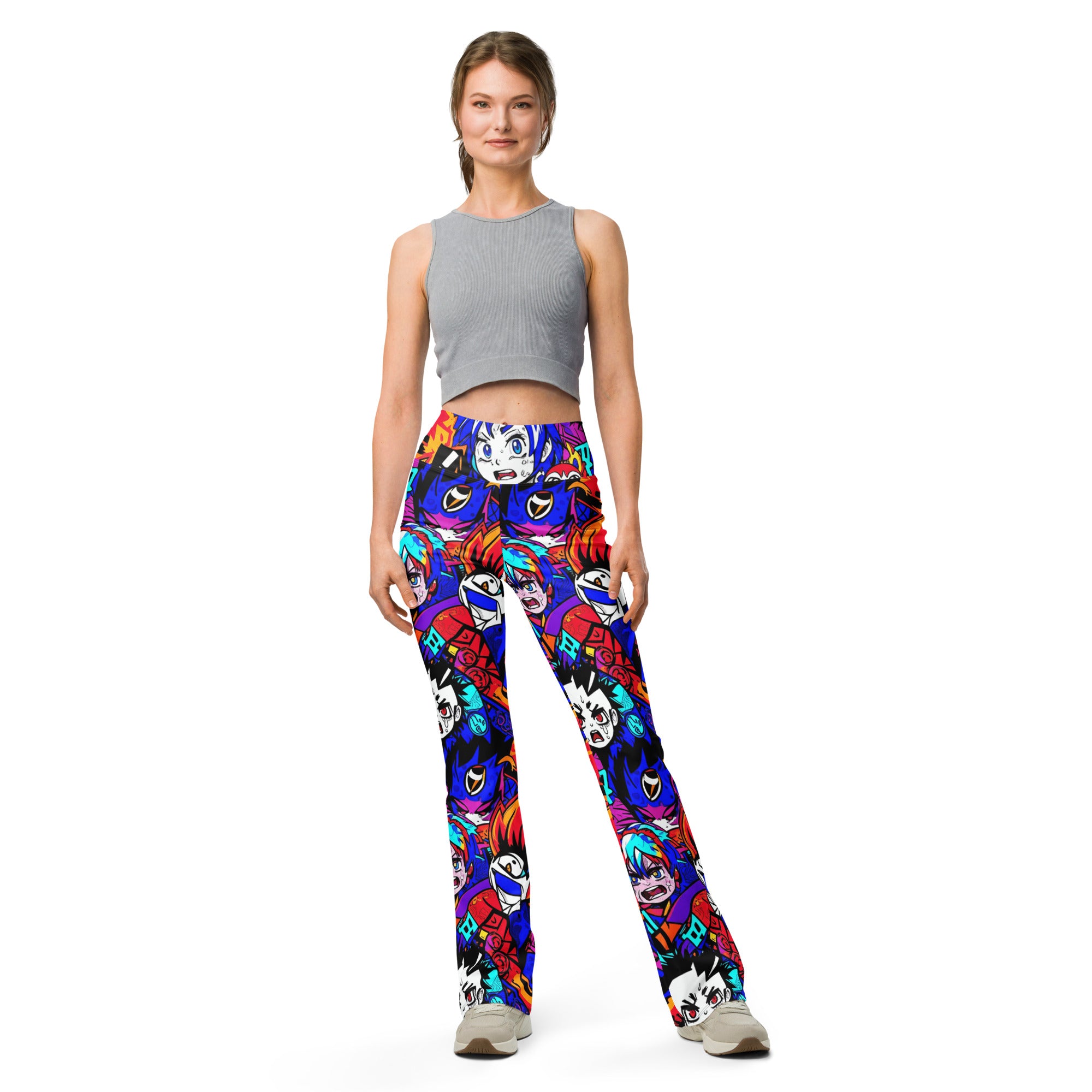 Anime Collage Dark Shonen Flare Leggings | GearBunch