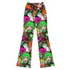 Vibrant anime collage print on GearBunch Flare Leggings featuring expressive characters and bold colours.