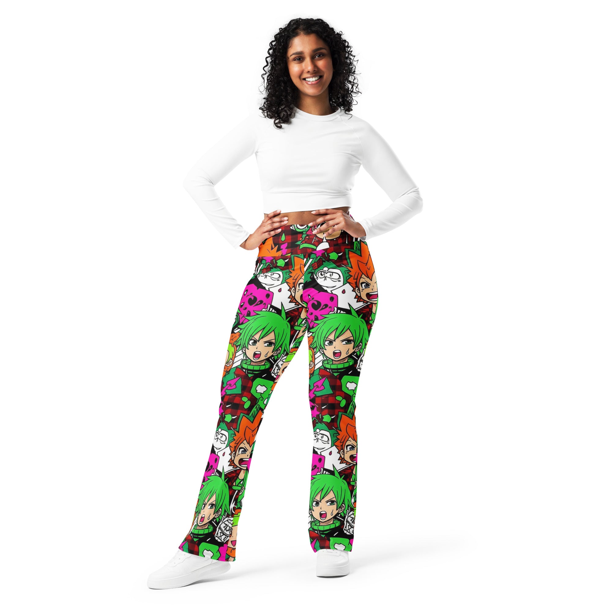 Anime Collage Flare Leggings | GearBunch