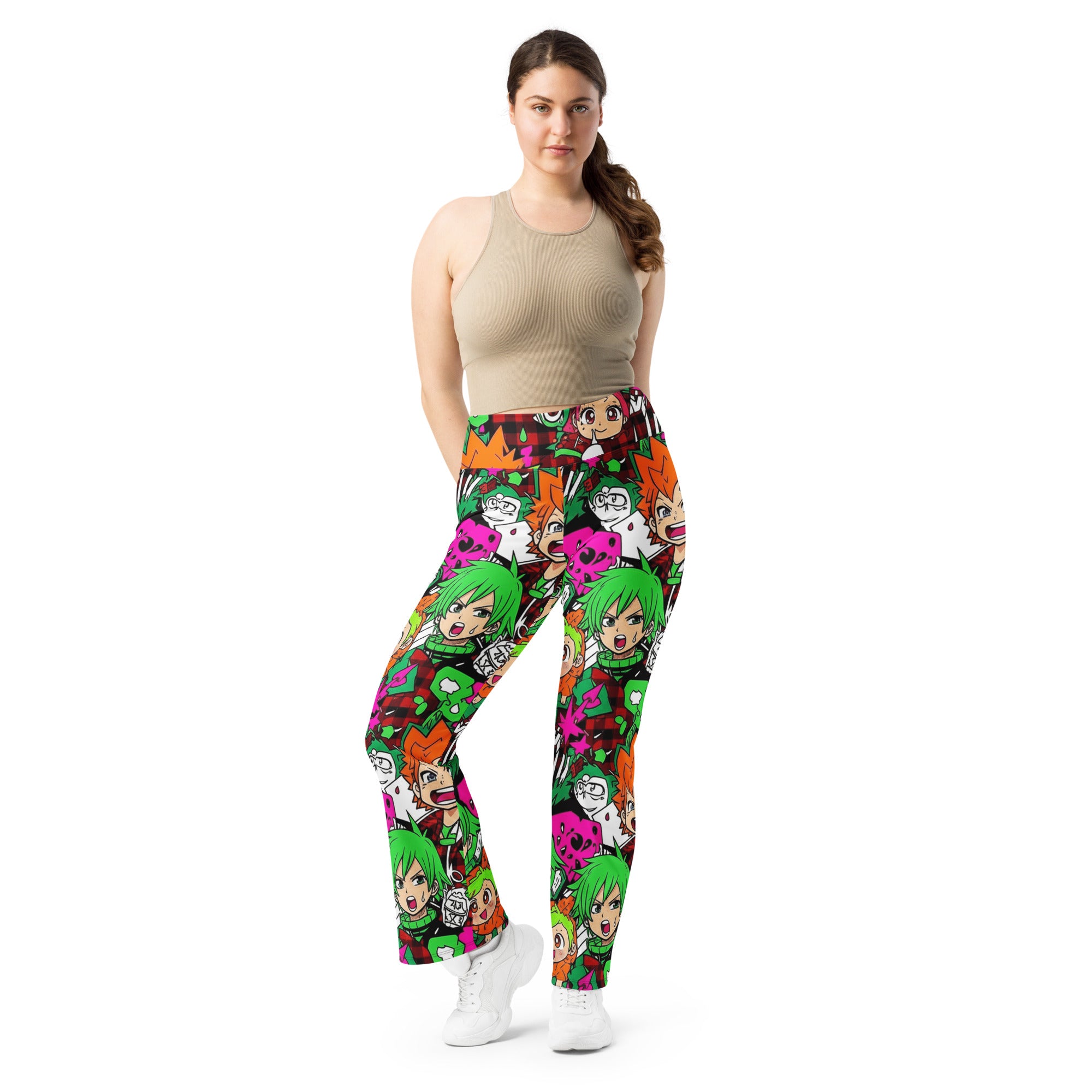 Anime Collage Flare Leggings | GearBunch