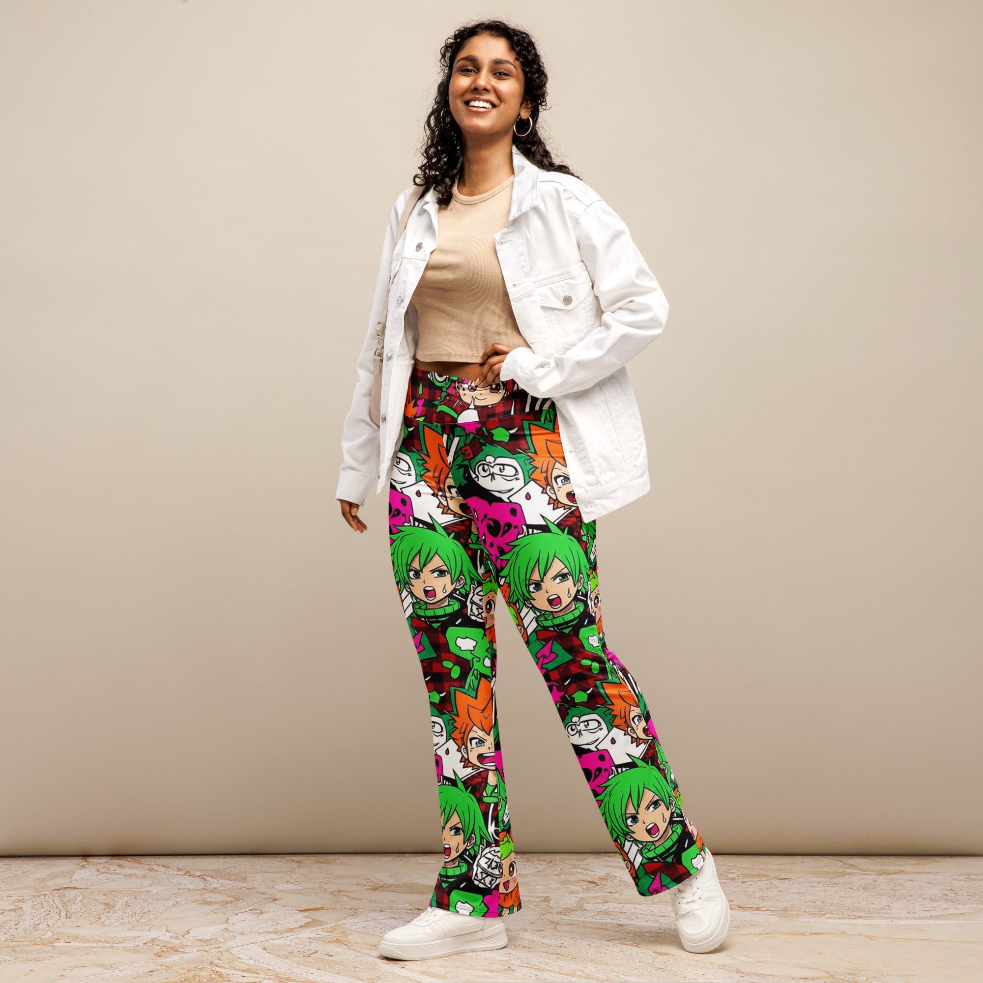 Anime Collage Flare Leggings | GearBunch
