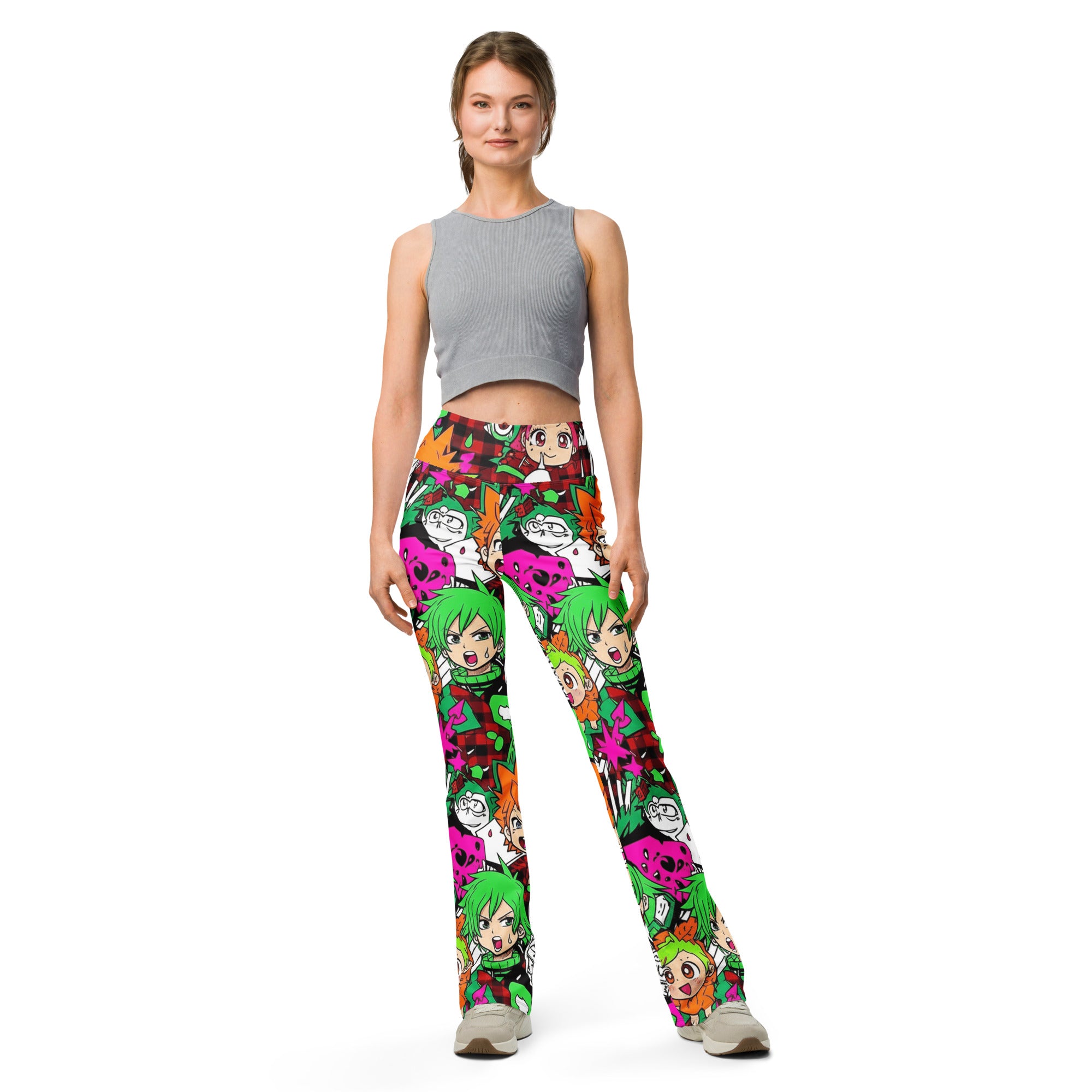 Anime Collage Flare Leggings | GearBunch