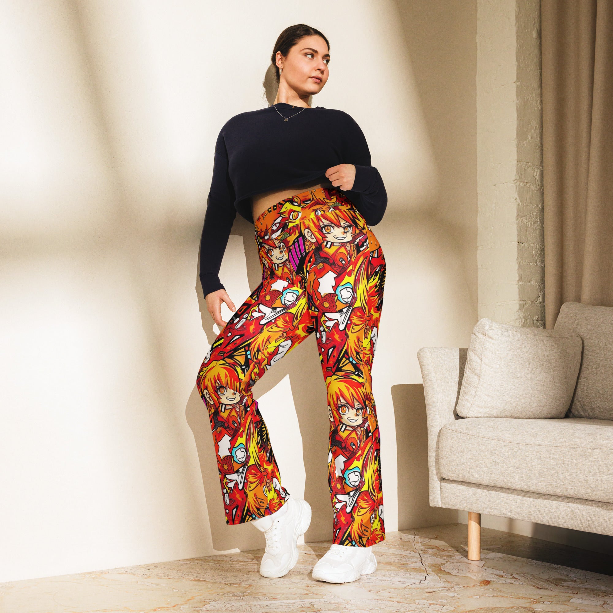 Anime Collage Fire Spirit Flare Leggings | GearBunch